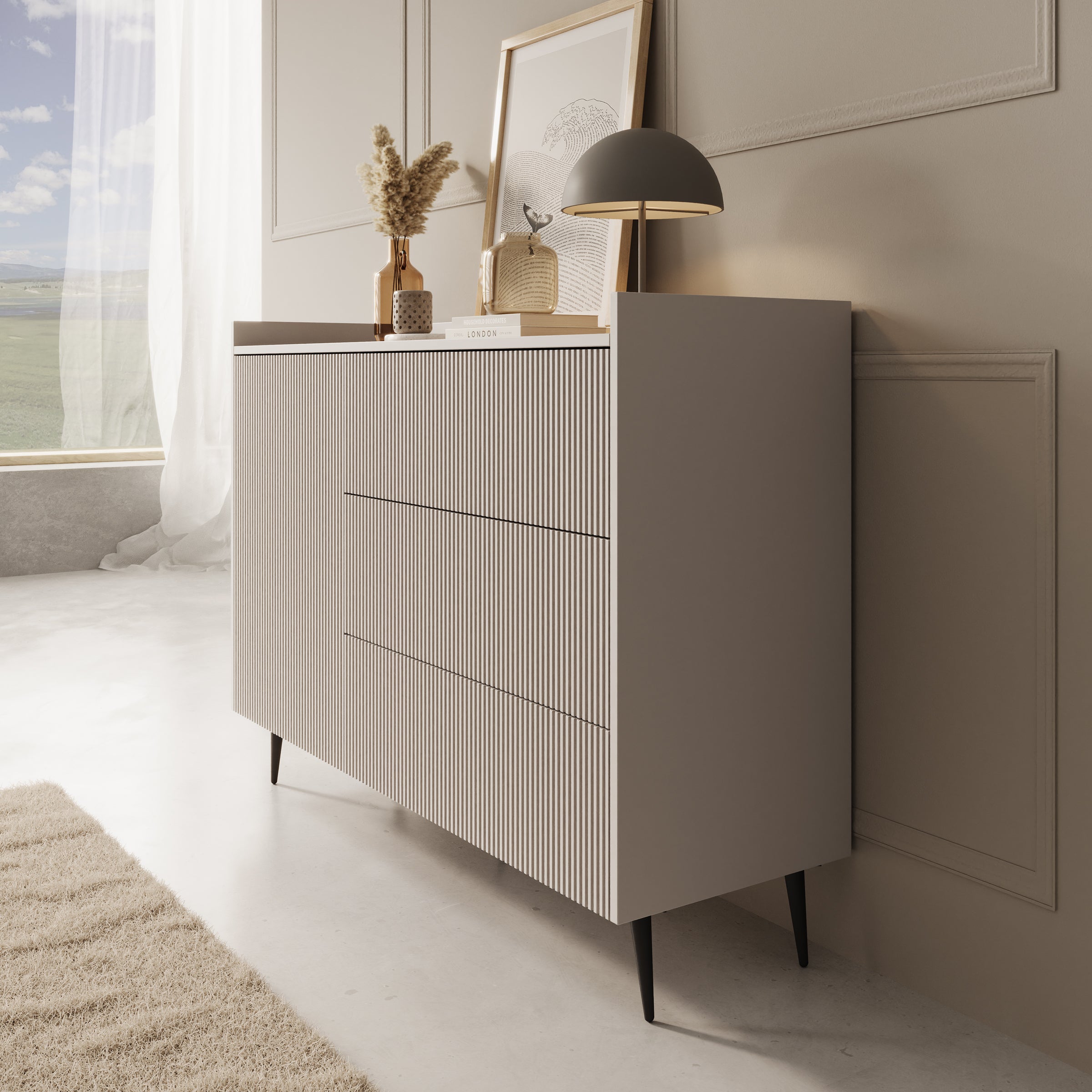 Asty - Dressoir - Beige - 126x41x92 cm