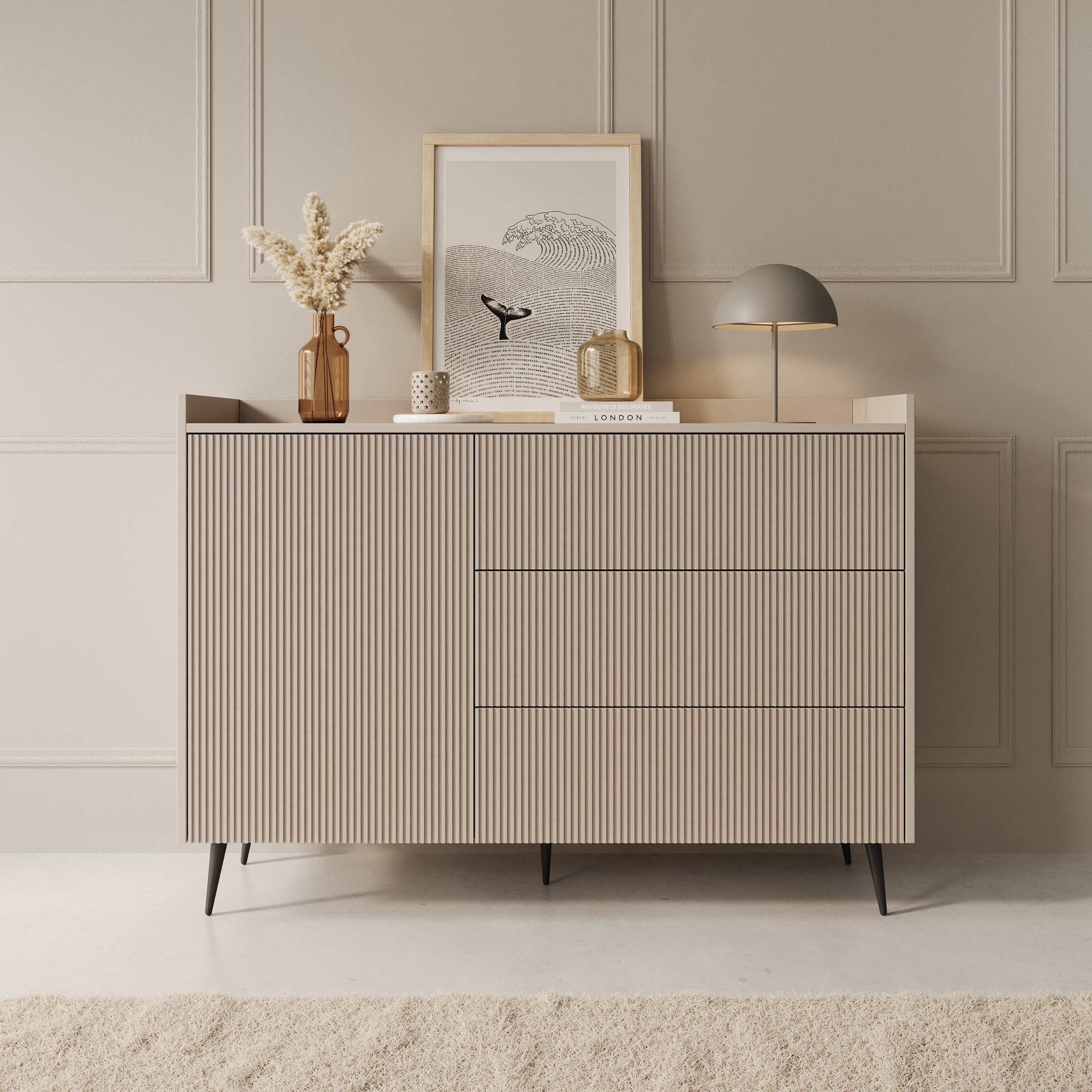 Asty - Dressoir - Beige - 126x41x92 cm