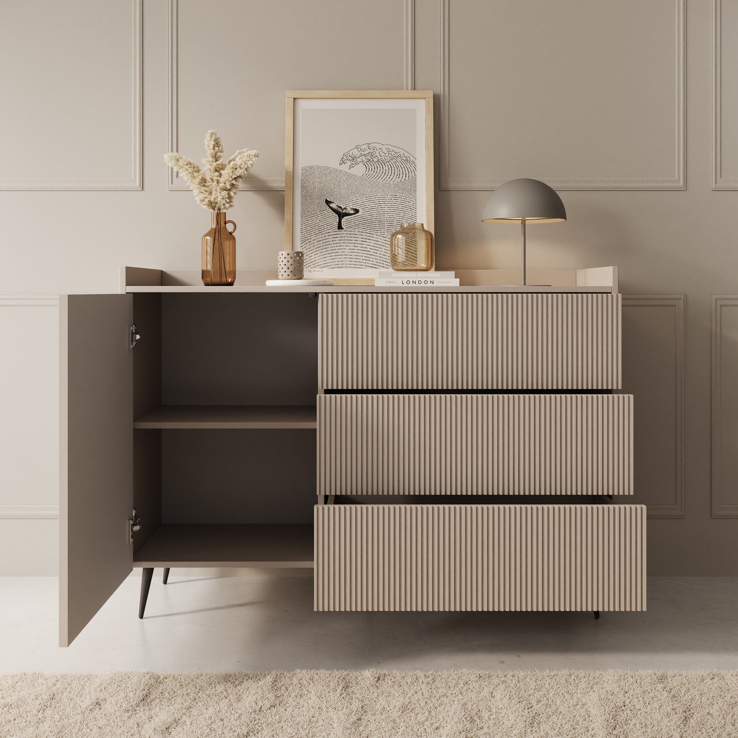 Asty - Dressoir - Beige - 126x41x92 cm