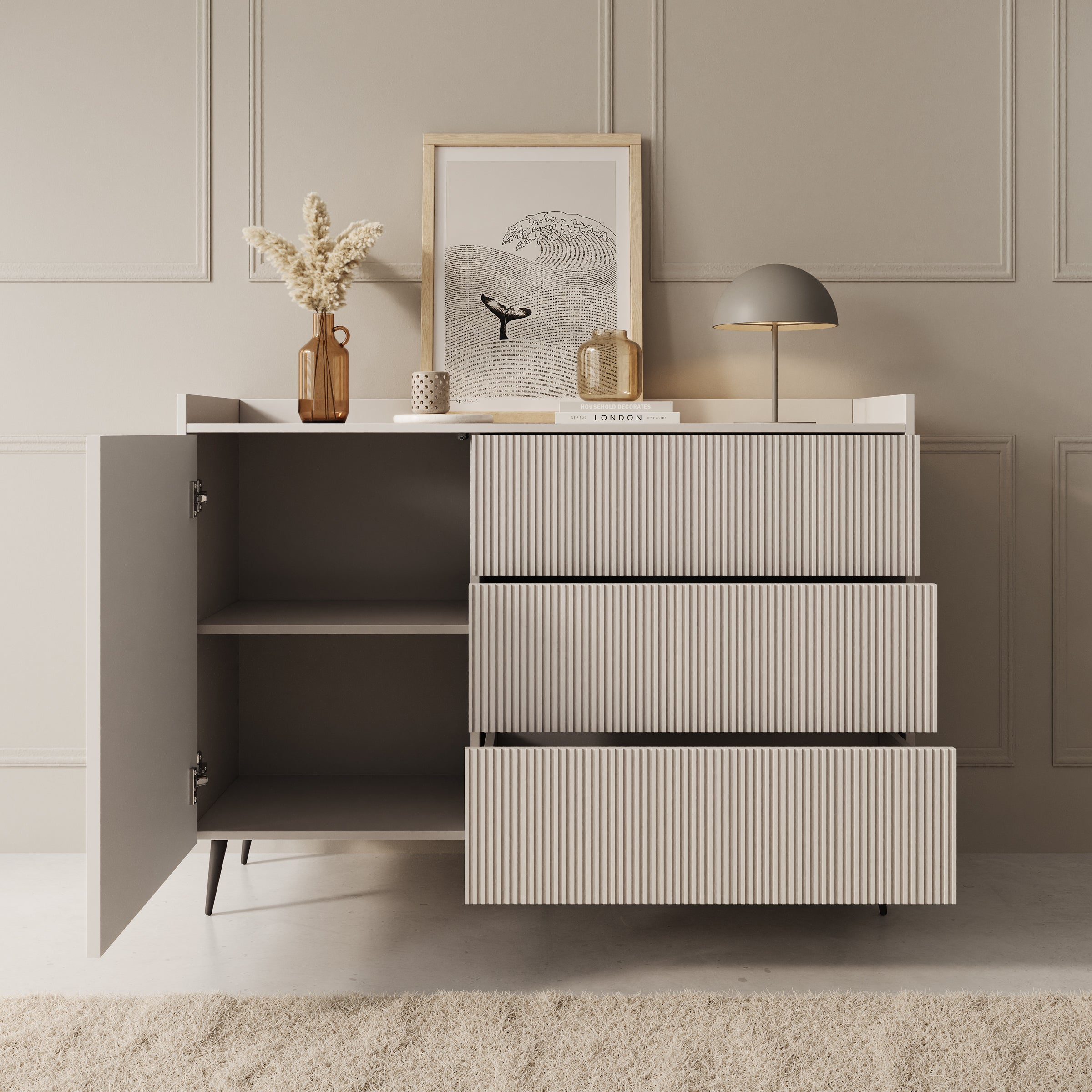 Asty - Dressoir - Beige - 126x41x92 cm