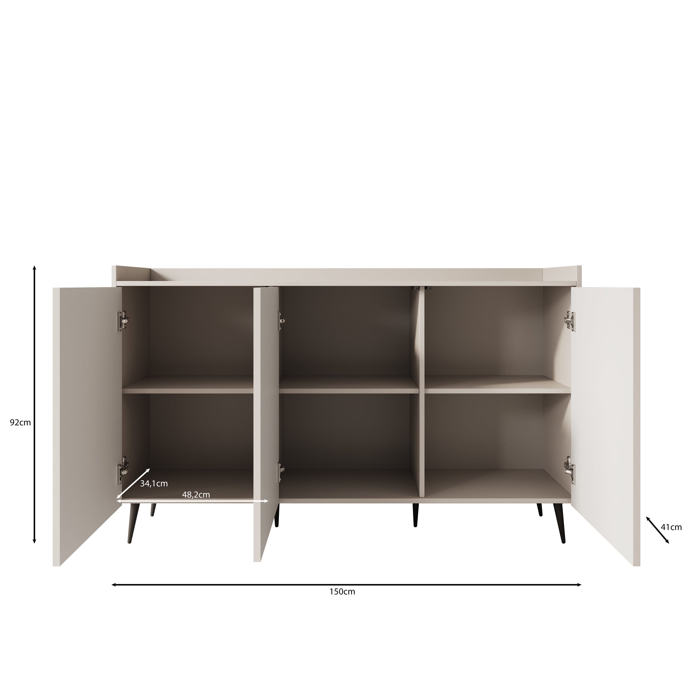 Asty - Dressoir - Beige - 150x41x92 cm