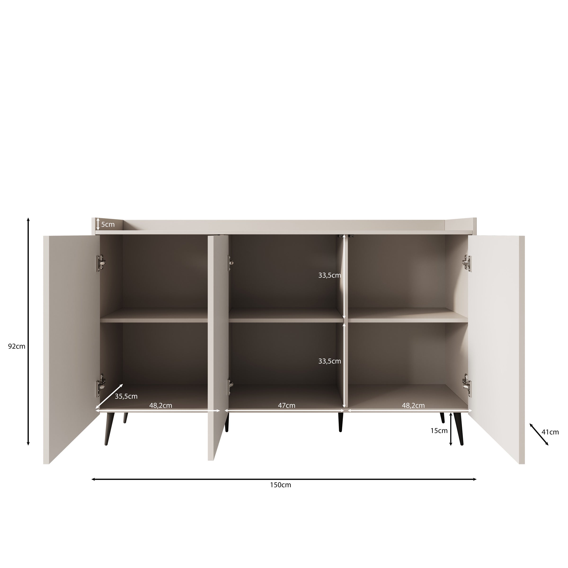 Asty - Dressoir - Donker eiken - 150x41x92 cm