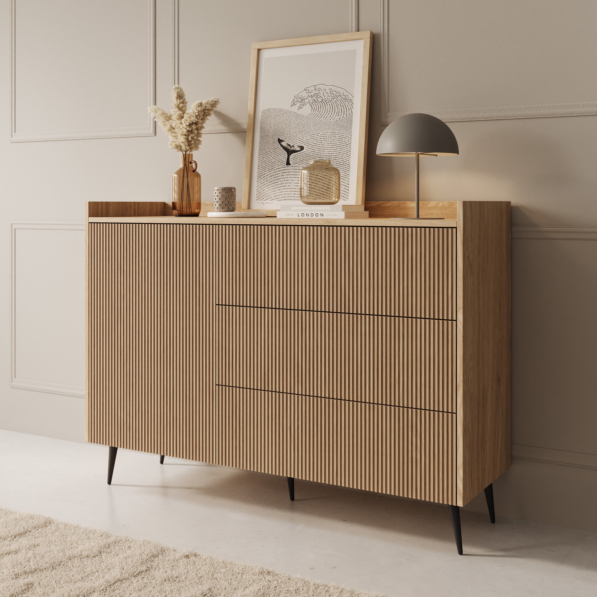 Asty - Dressoir - Licht eikenpatroon - 126x41x92 cm