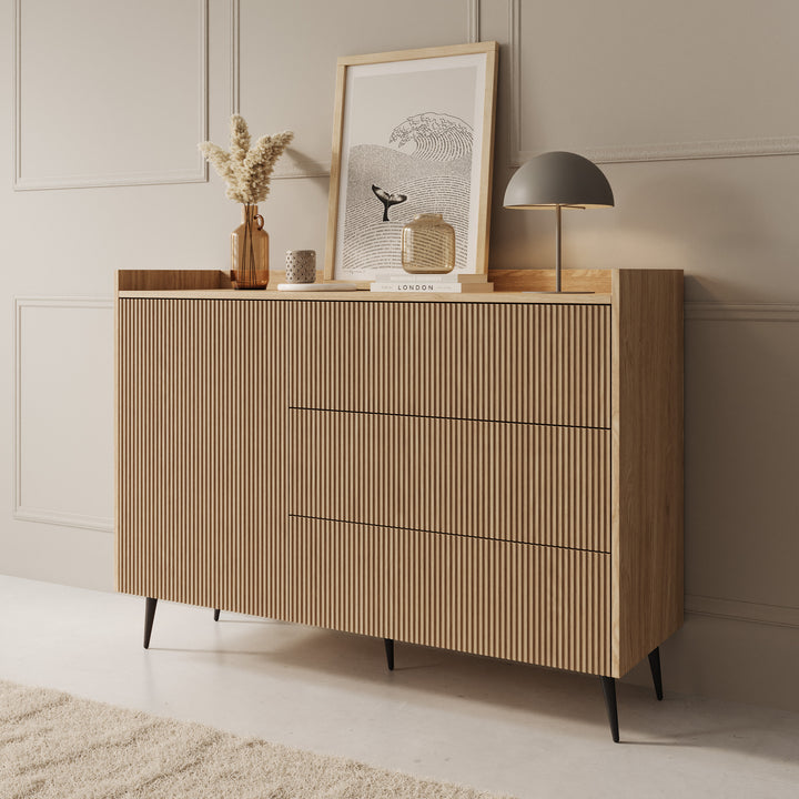 Asty - Dressoir - Licht eikenpatroon - 126x41x92 cm
