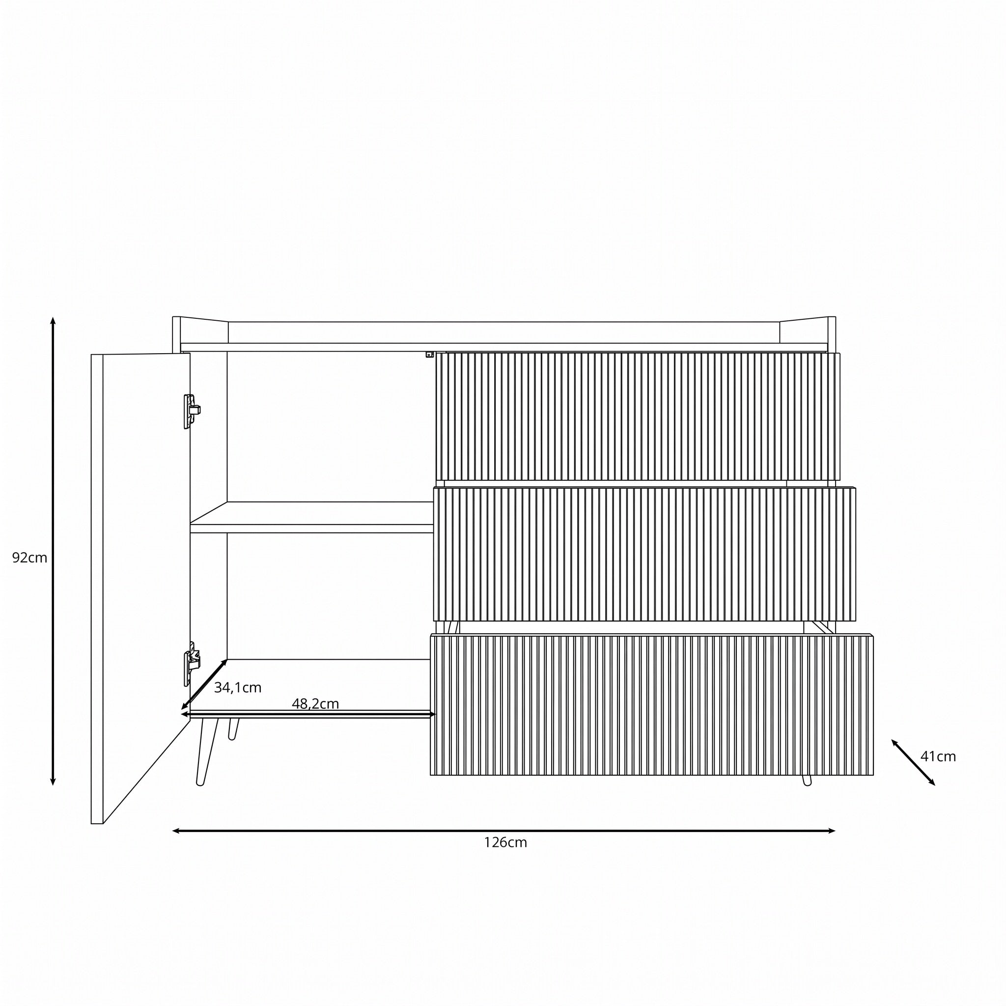 Asty - Dressoir - Donker eiken - 126x41x92 cm