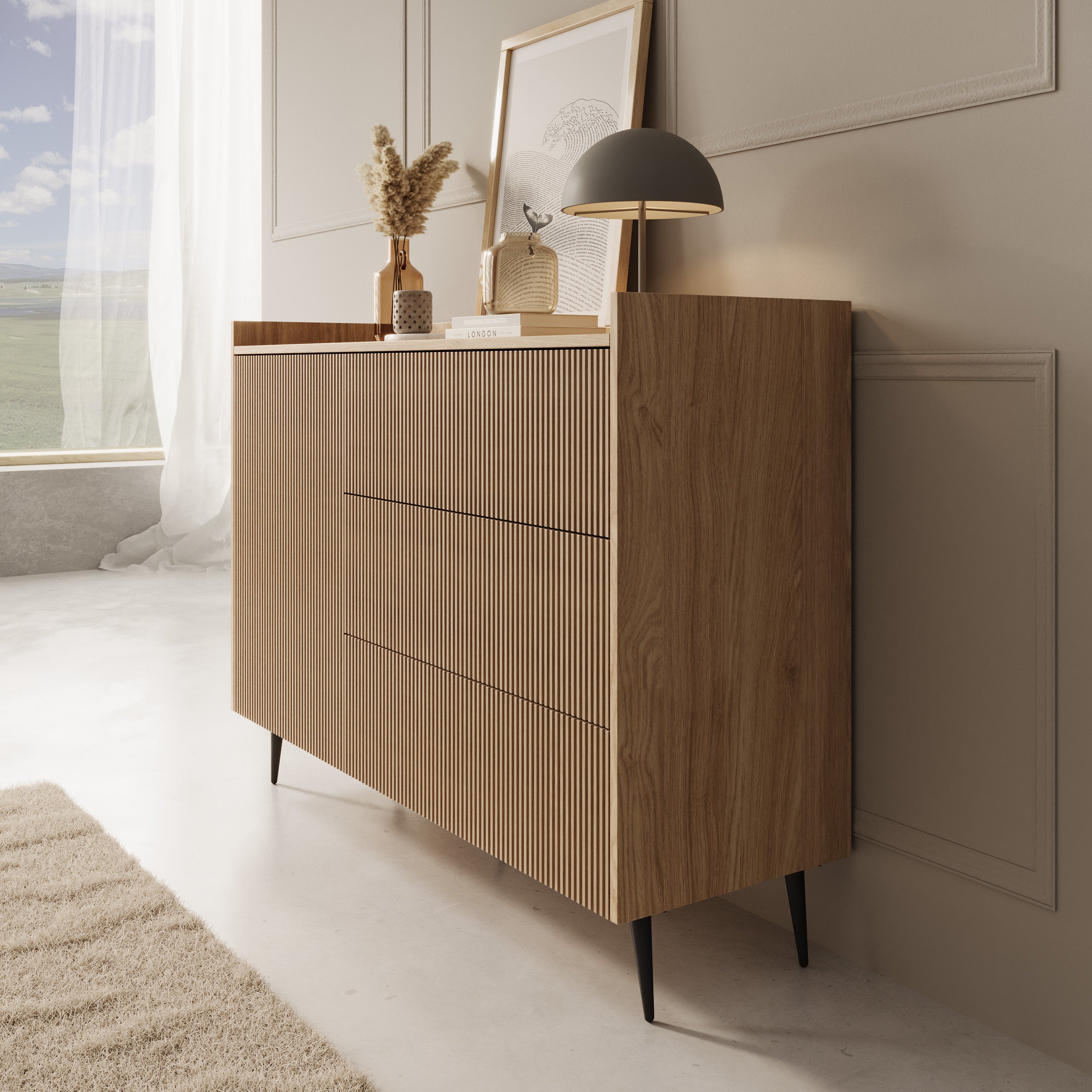 Asty - Dressoir - Licht eikenpatroon - 126x41x92 cm