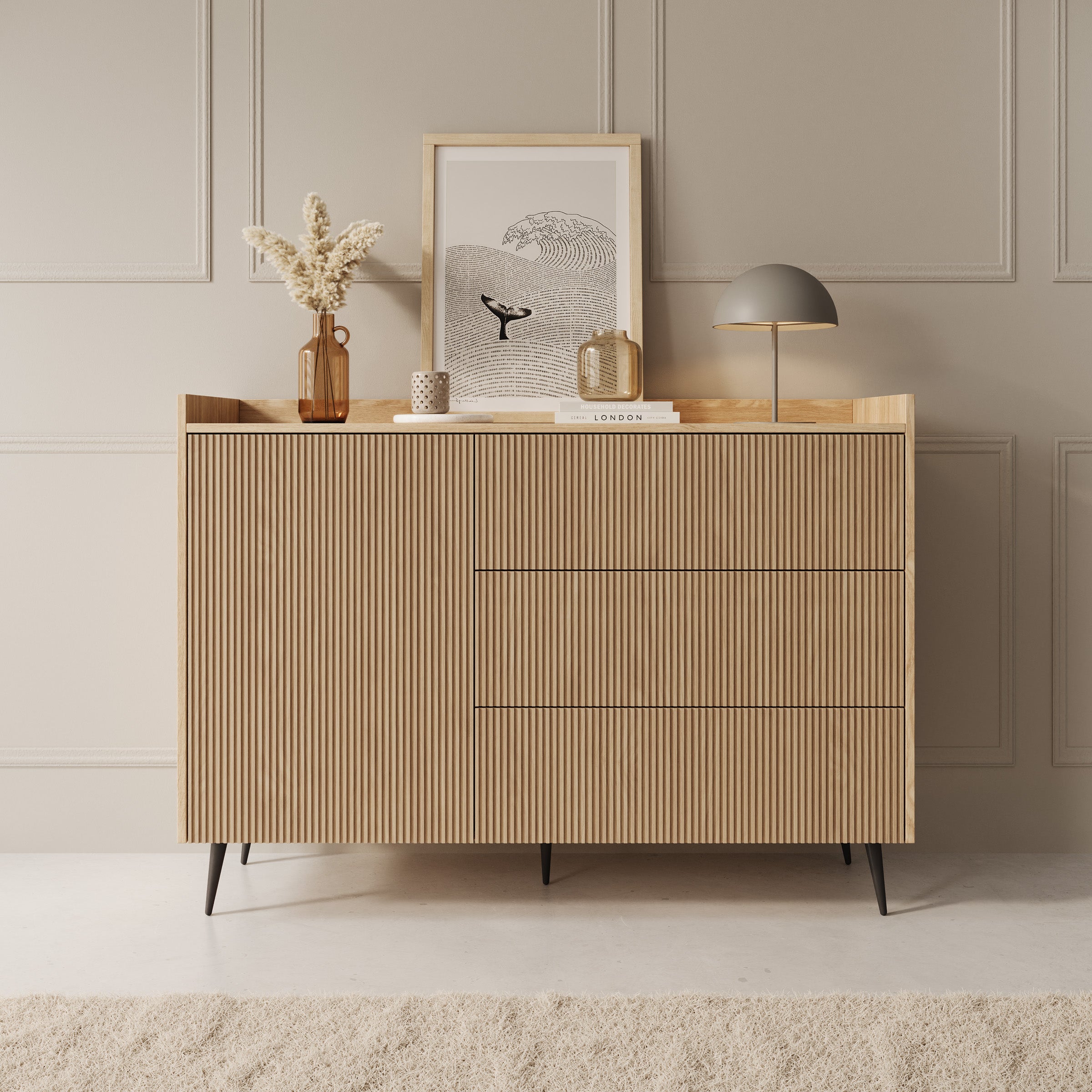 Asty - Dressoir - Licht eikenpatroon - 126x41x92 cm