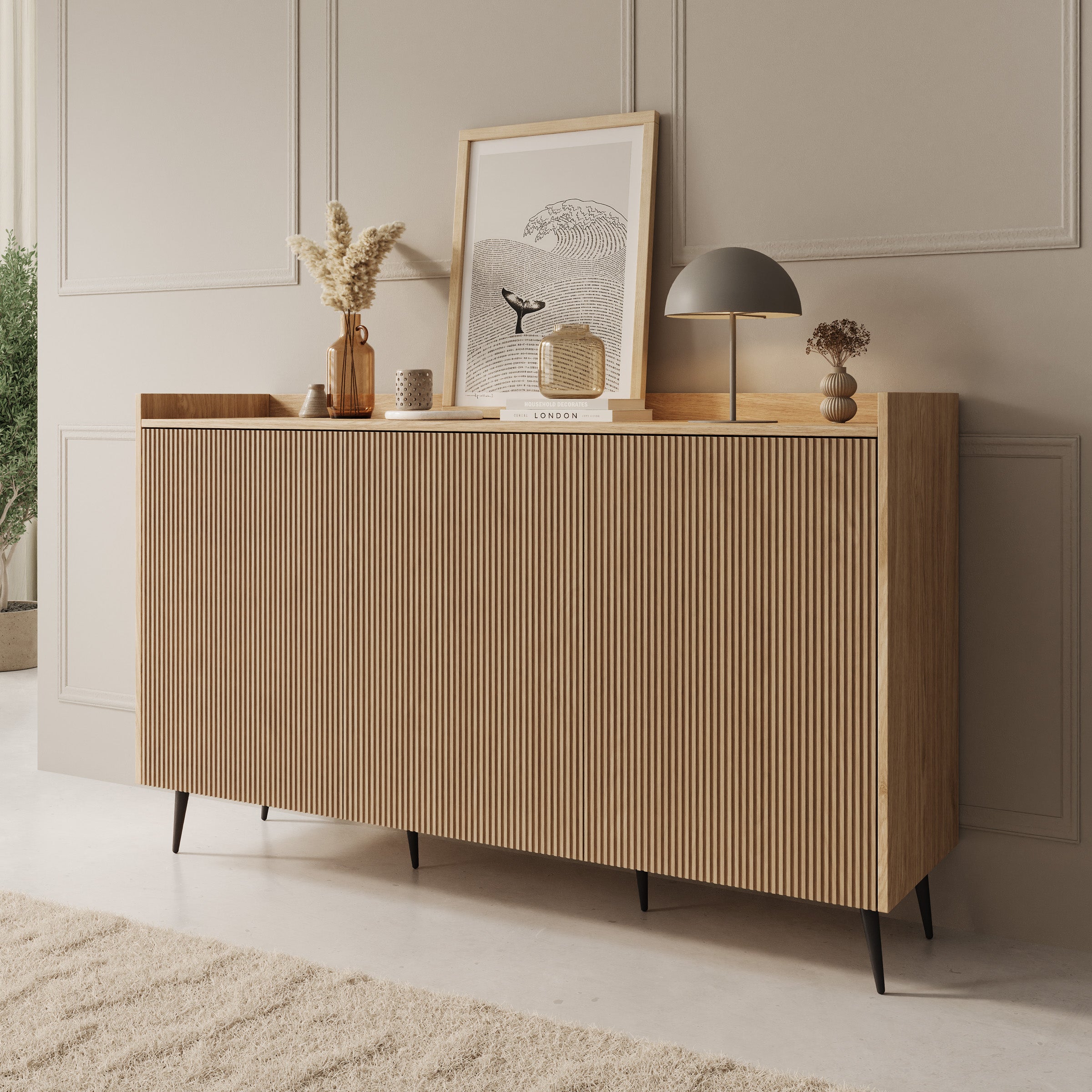 Asty - Dressoir - Licht eikenpatroon - 150x41x92 cm