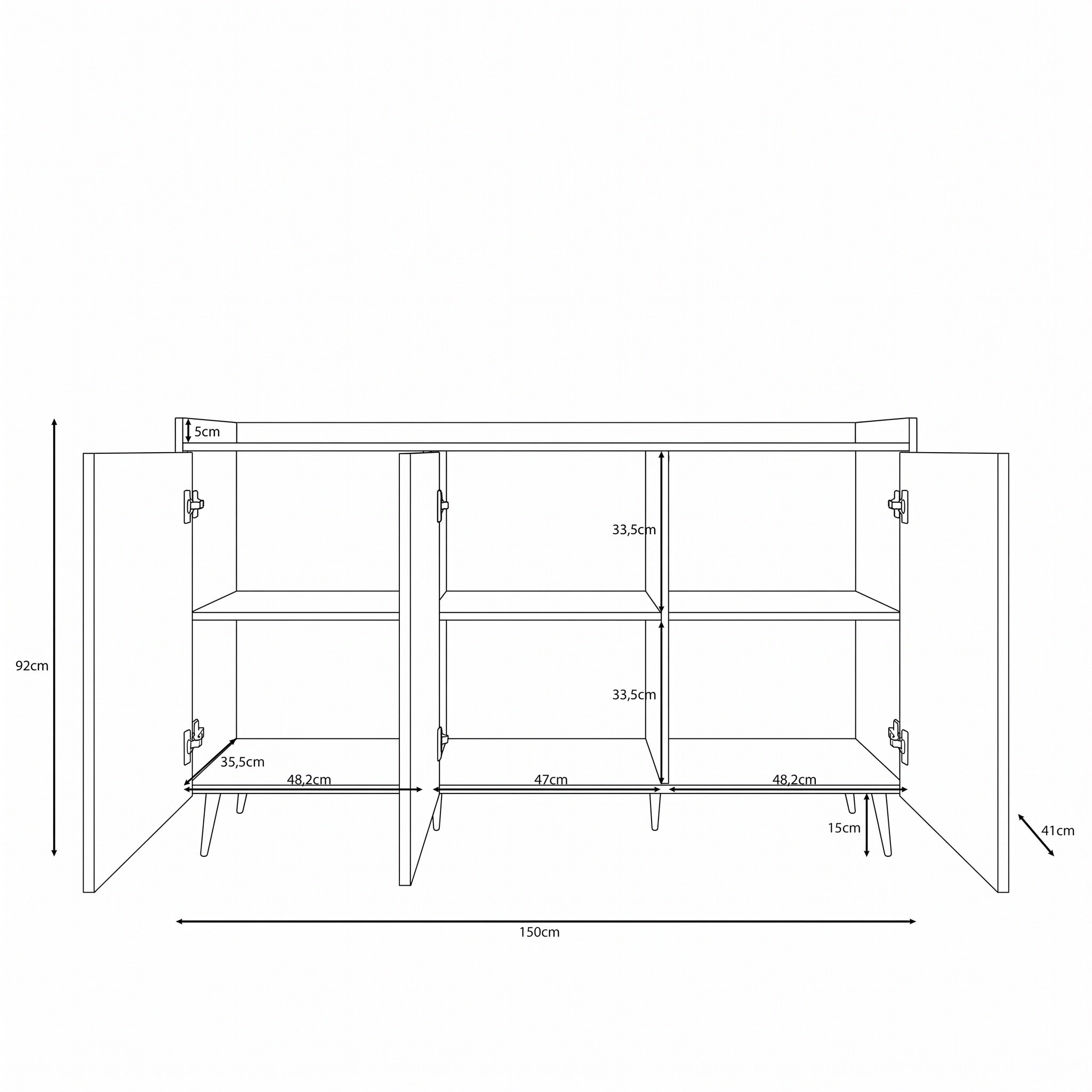 Asty - Dressoir - Licht eikenpatroon - 150x41x92 cm
