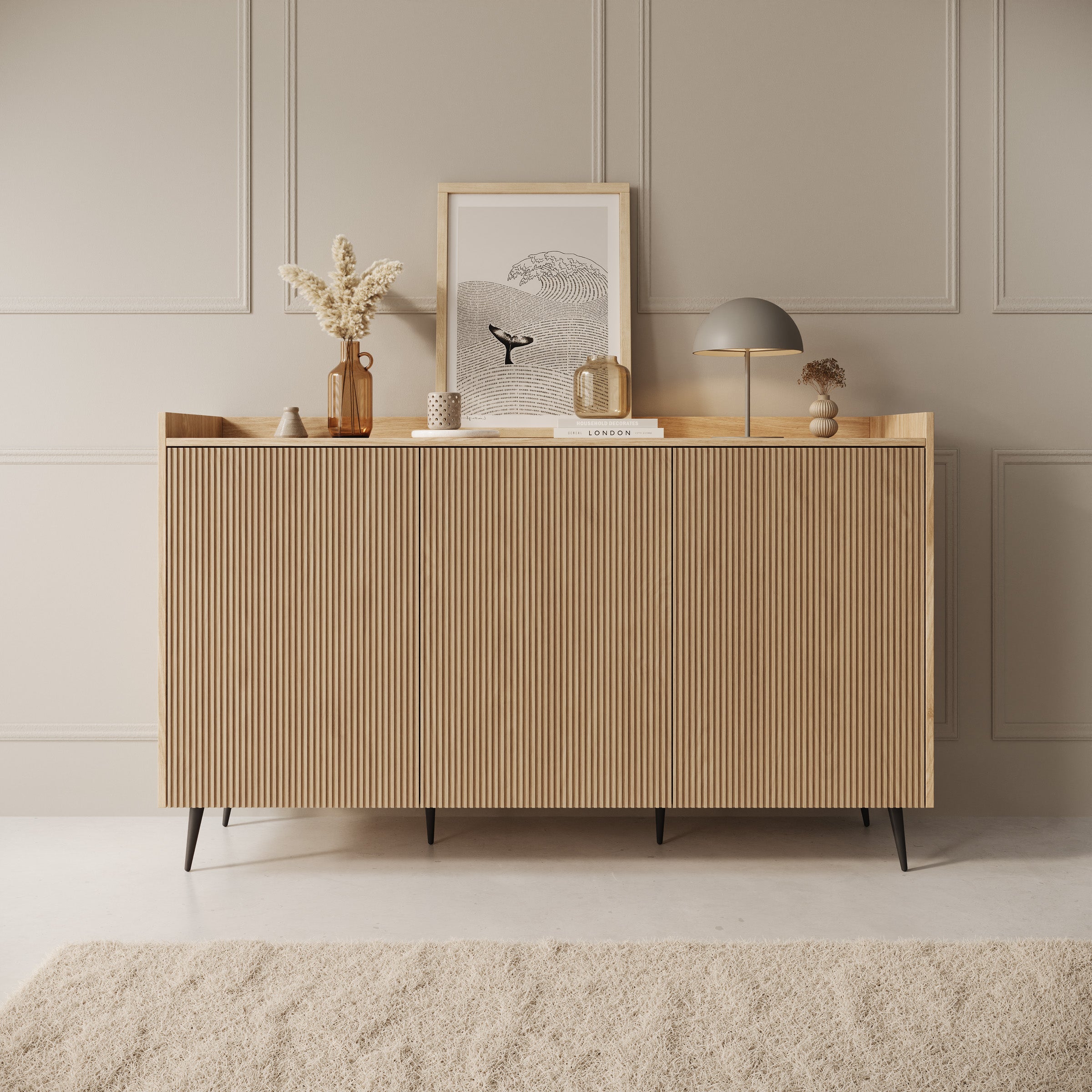 Asty - Dressoir - Licht eikenpatroon - 150x41x92 cm