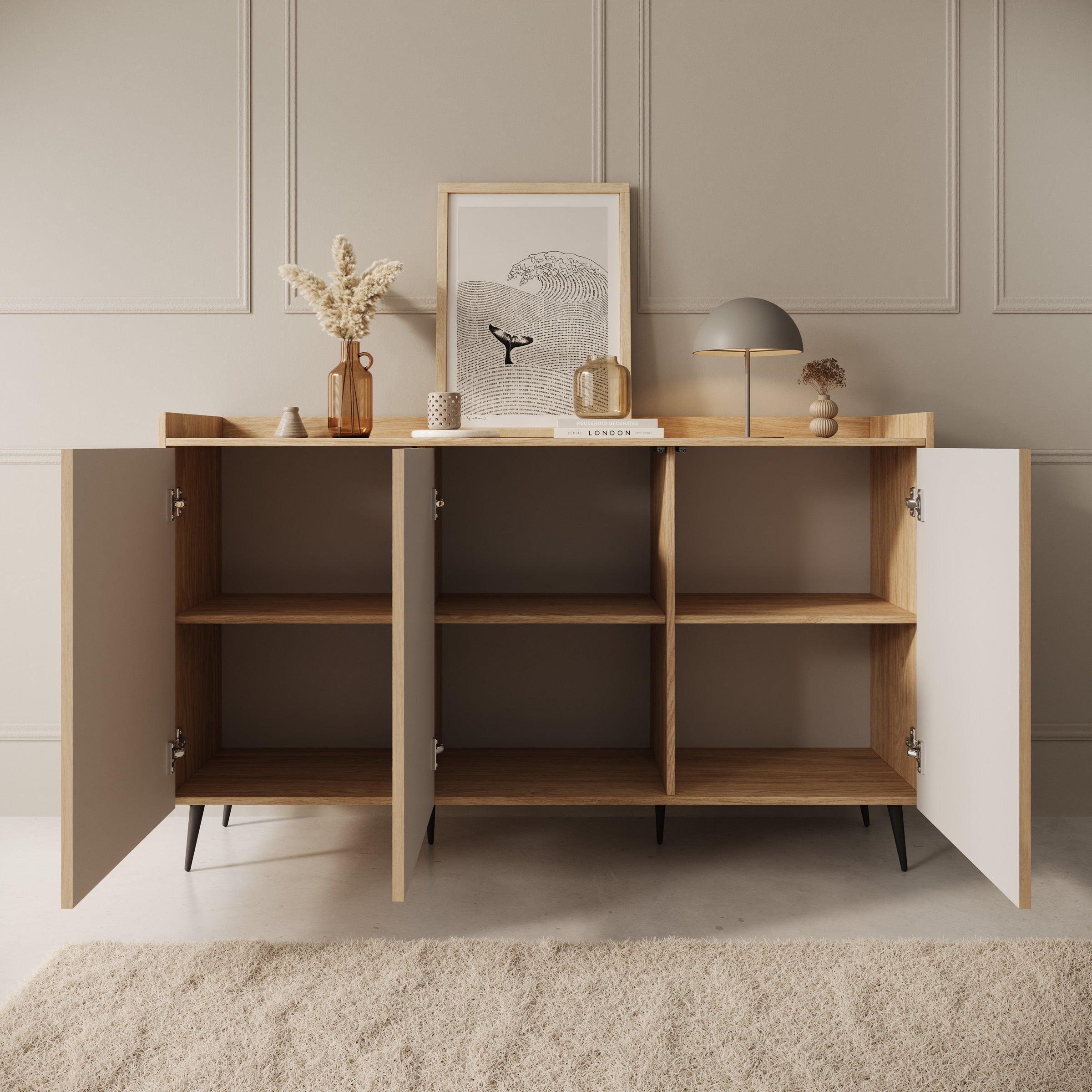 Asty - Dressoir - Licht eikenpatroon - 150x41x92 cm