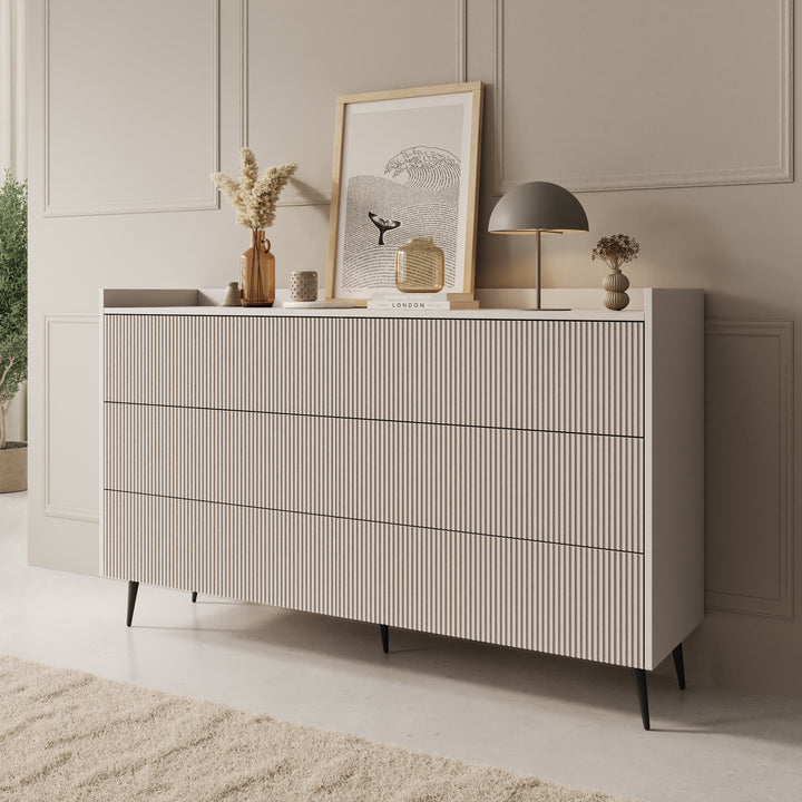 Asty - Ladekast met 6 lades - Beige - 150x41x92 cm