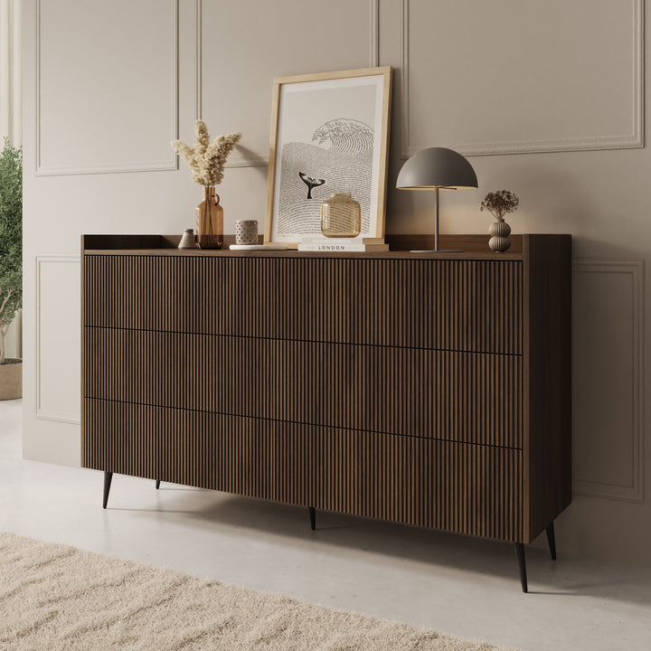 Asty - Ladekast met 6 lades - Donker eiken - 150x41x92 cm