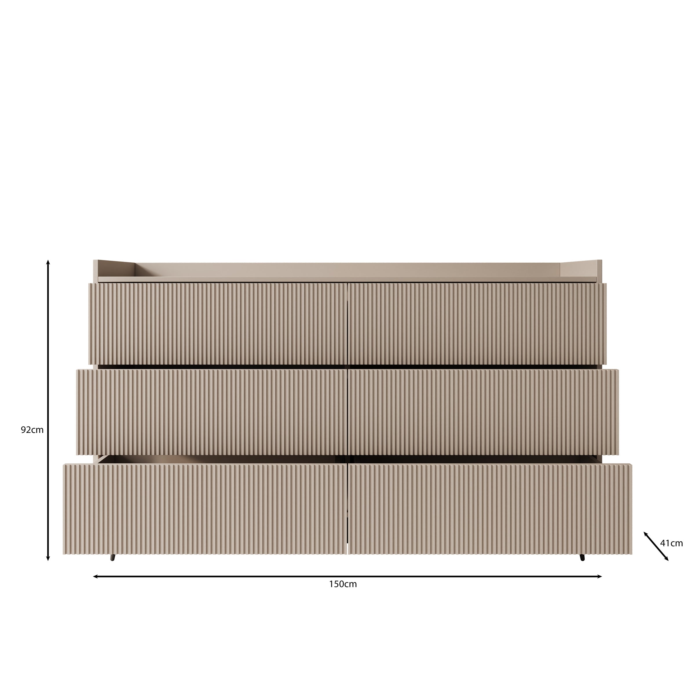 Asty - Ladekast met 6 lades - Donker eiken - 150x41x92 cm