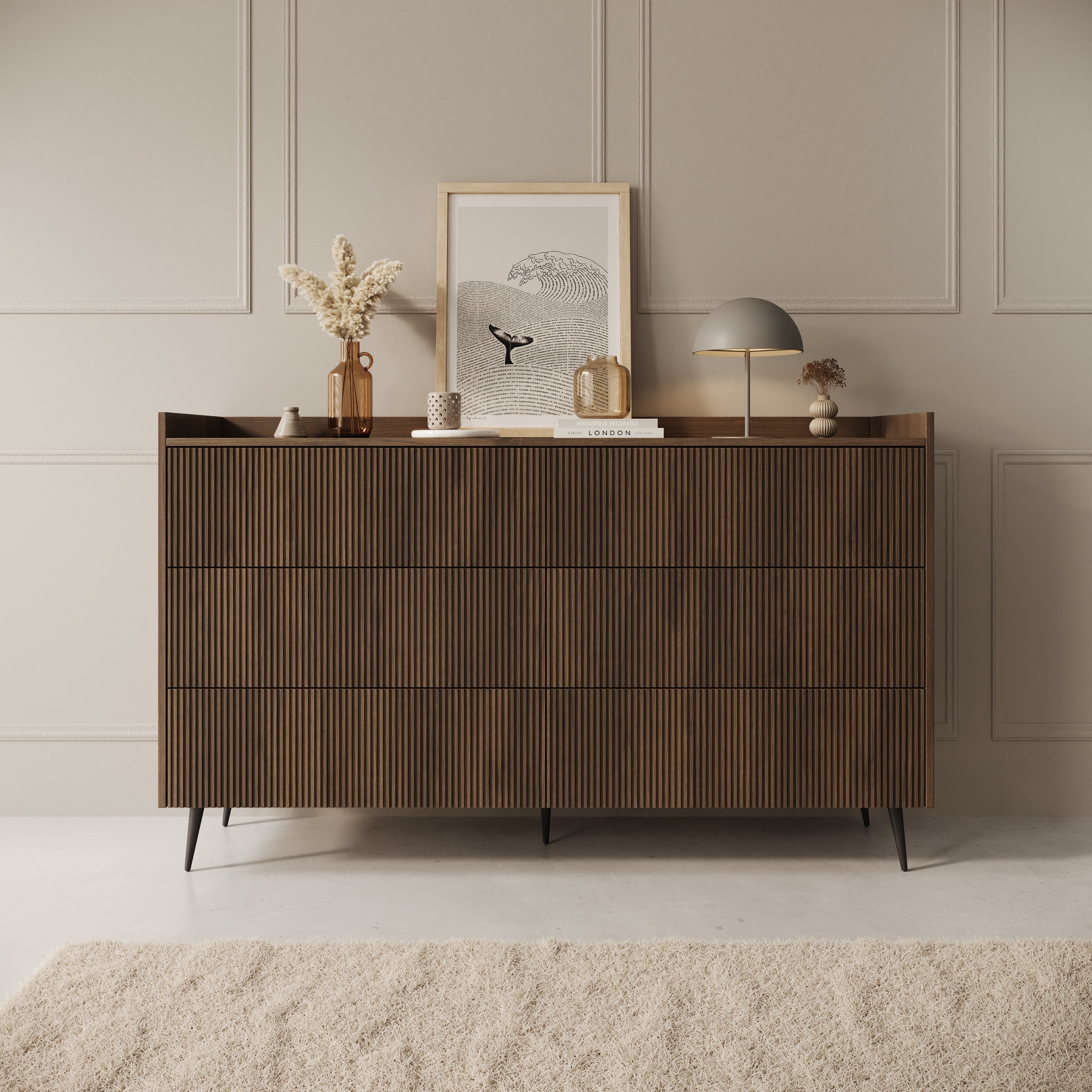 Asty - Ladekast met 6 lades - Donker eiken - 150x41x92 cm