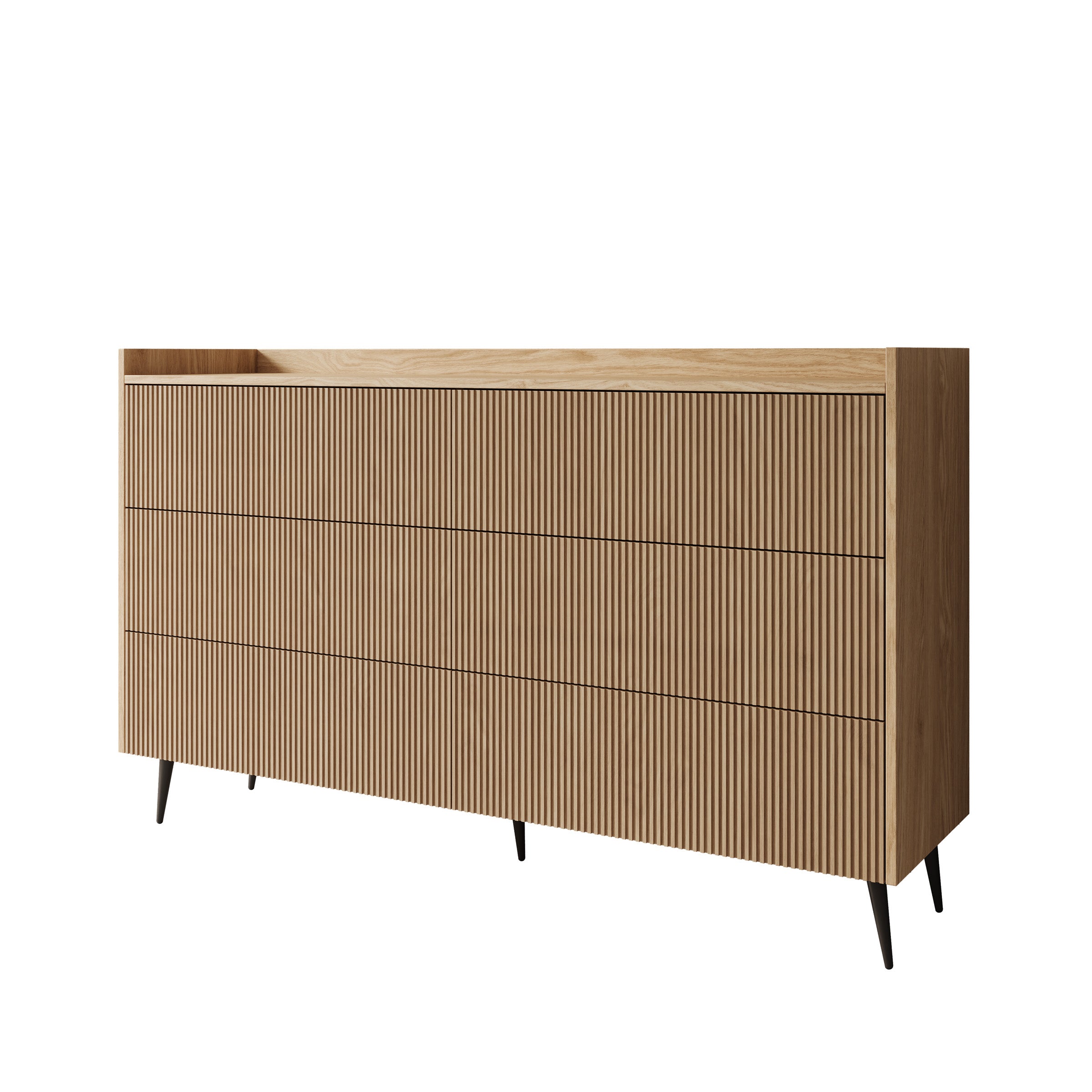 Asty - Ladekast met 6 lades - Licht eikenpatroon - 150x41x92 cm