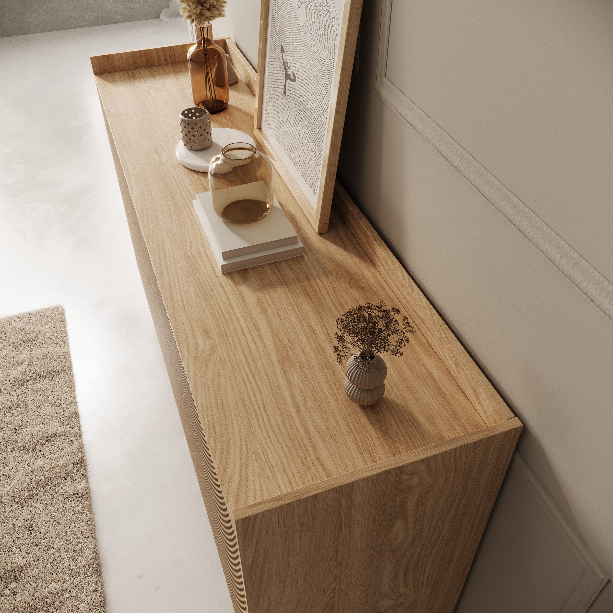 Asty - Ladekast met 6 lades - Licht eikenpatroon - 150x41x92 cm