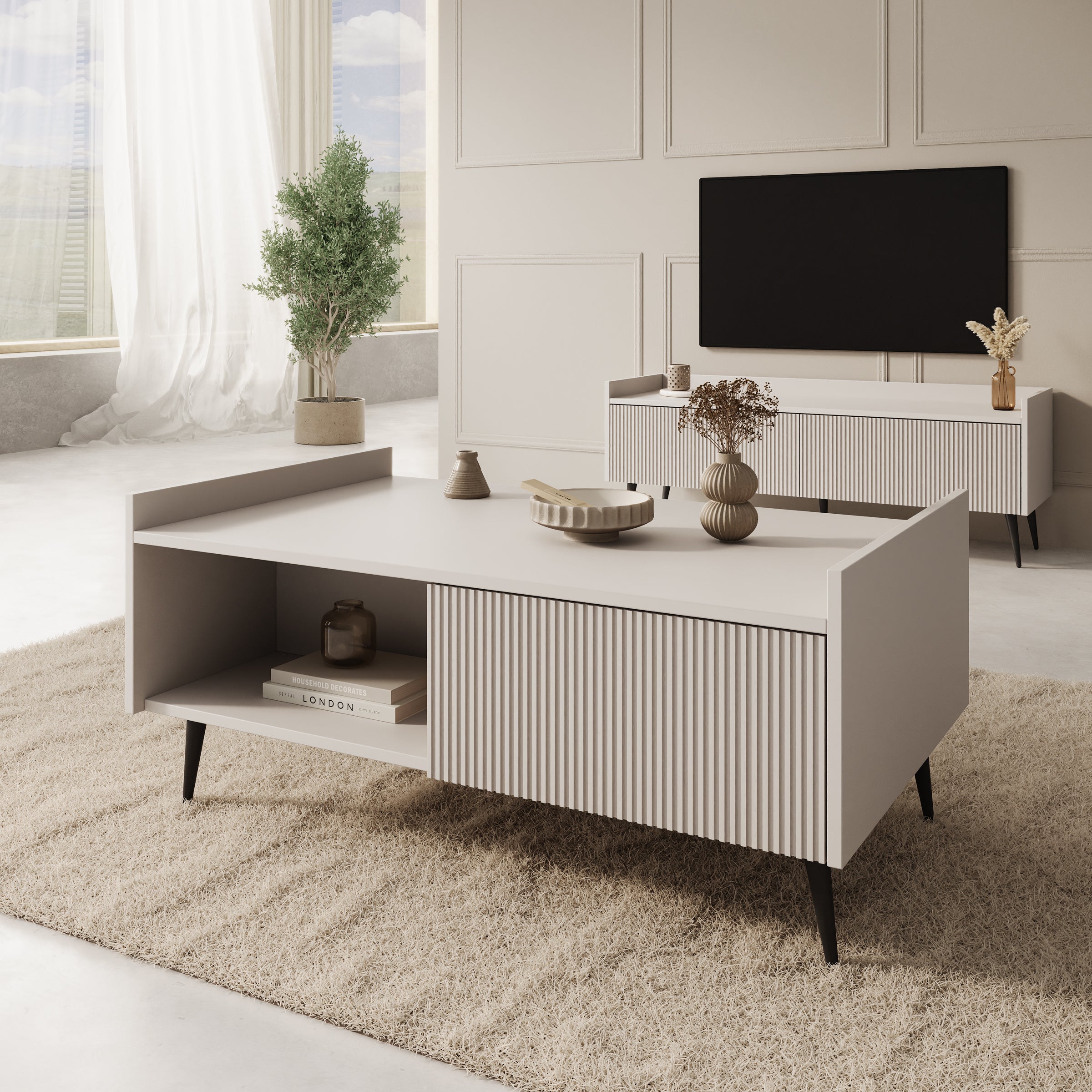 Asty - Salontafel - Beige - 100x60x45 cm