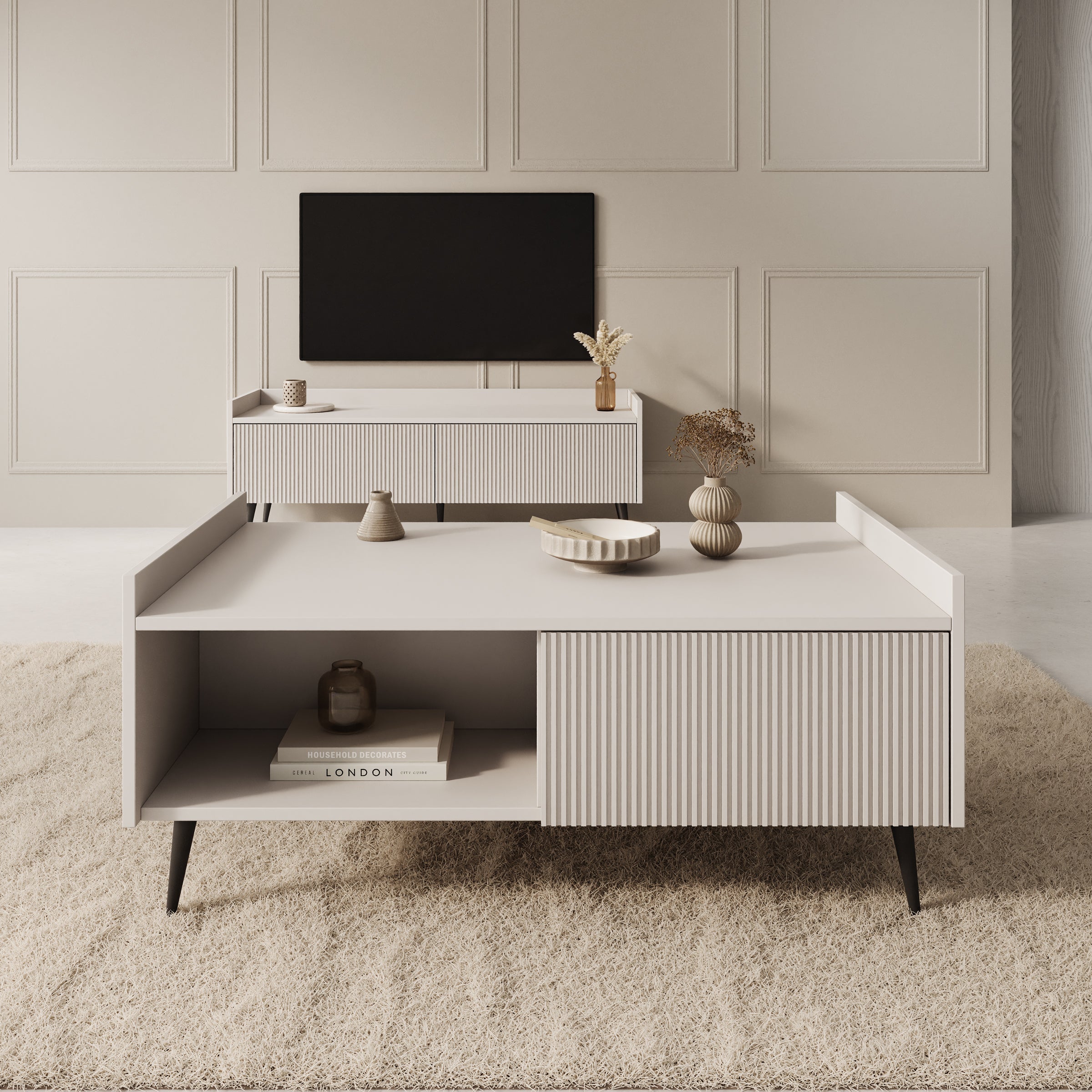 Asty - Salontafel - Beige - 100x60x45 cm