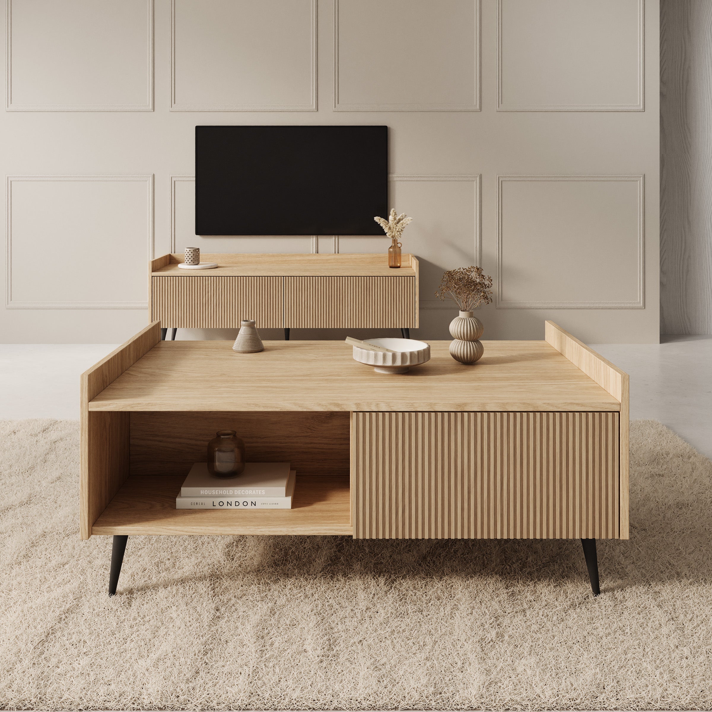 Asty - Salontafel - Licht eikenpatroon - 100x60x45 cm