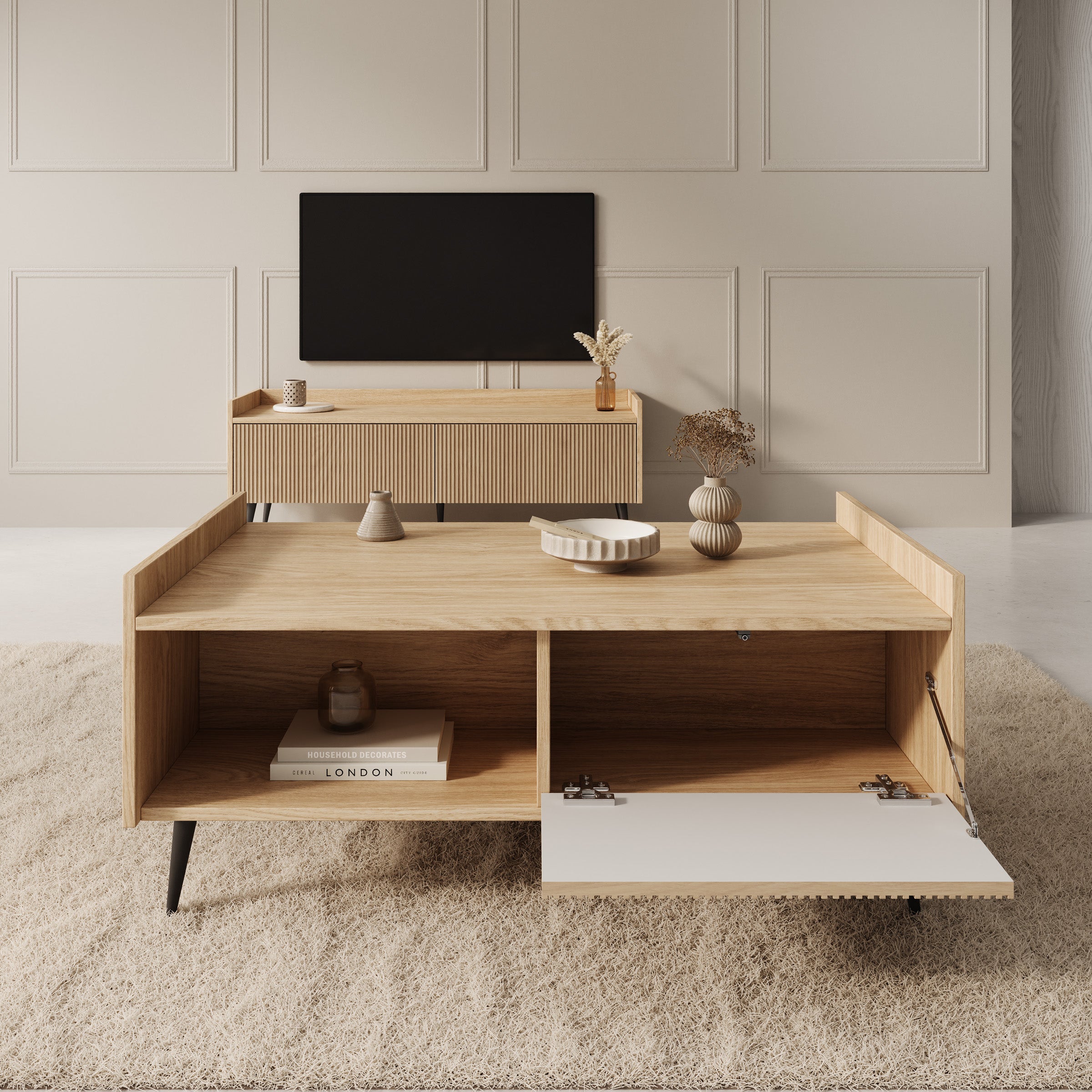 Asty - Salontafel - Licht eikenpatroon - 100x60x45 cm