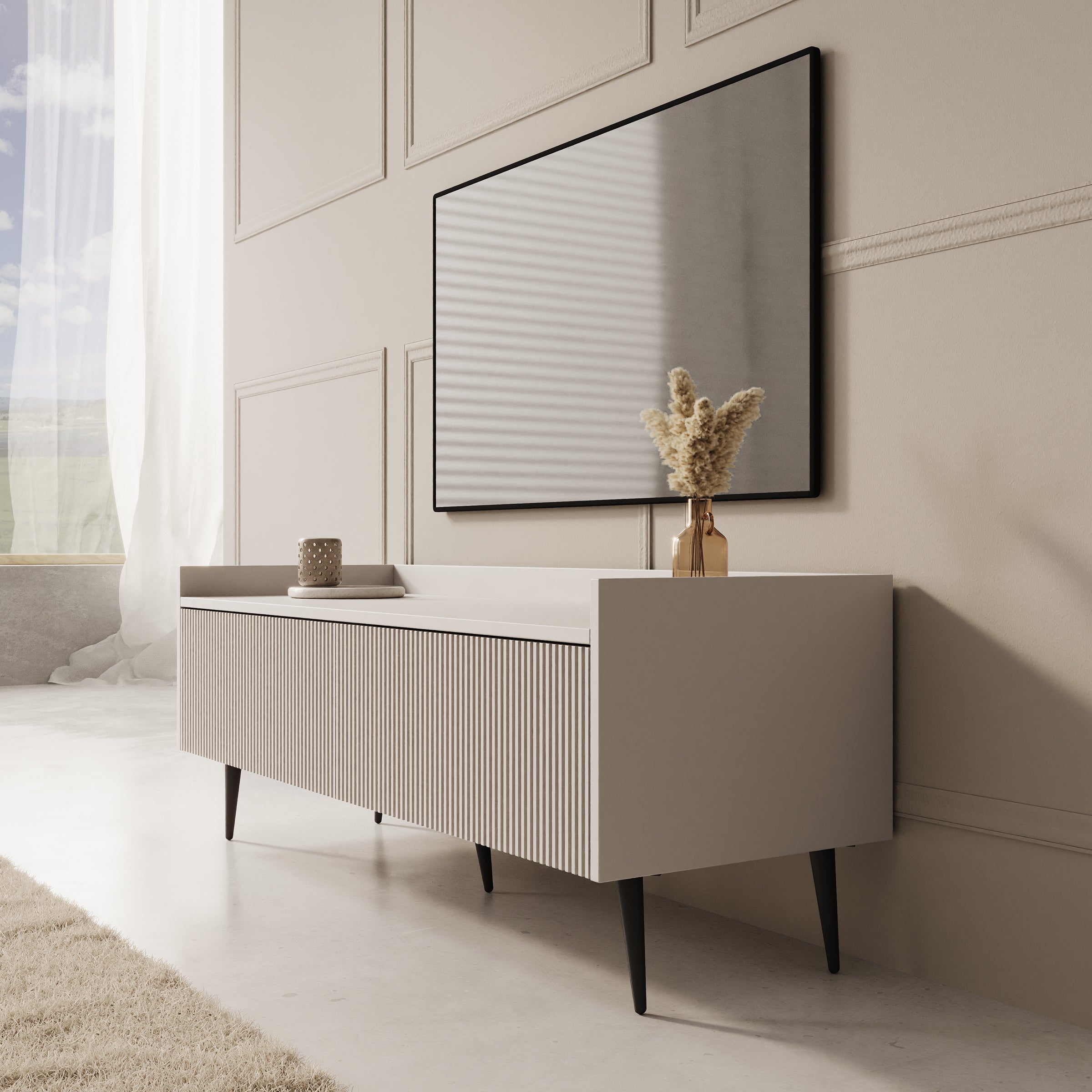 Asty - TV-Meubel - Beige - 121x40x45 cm
