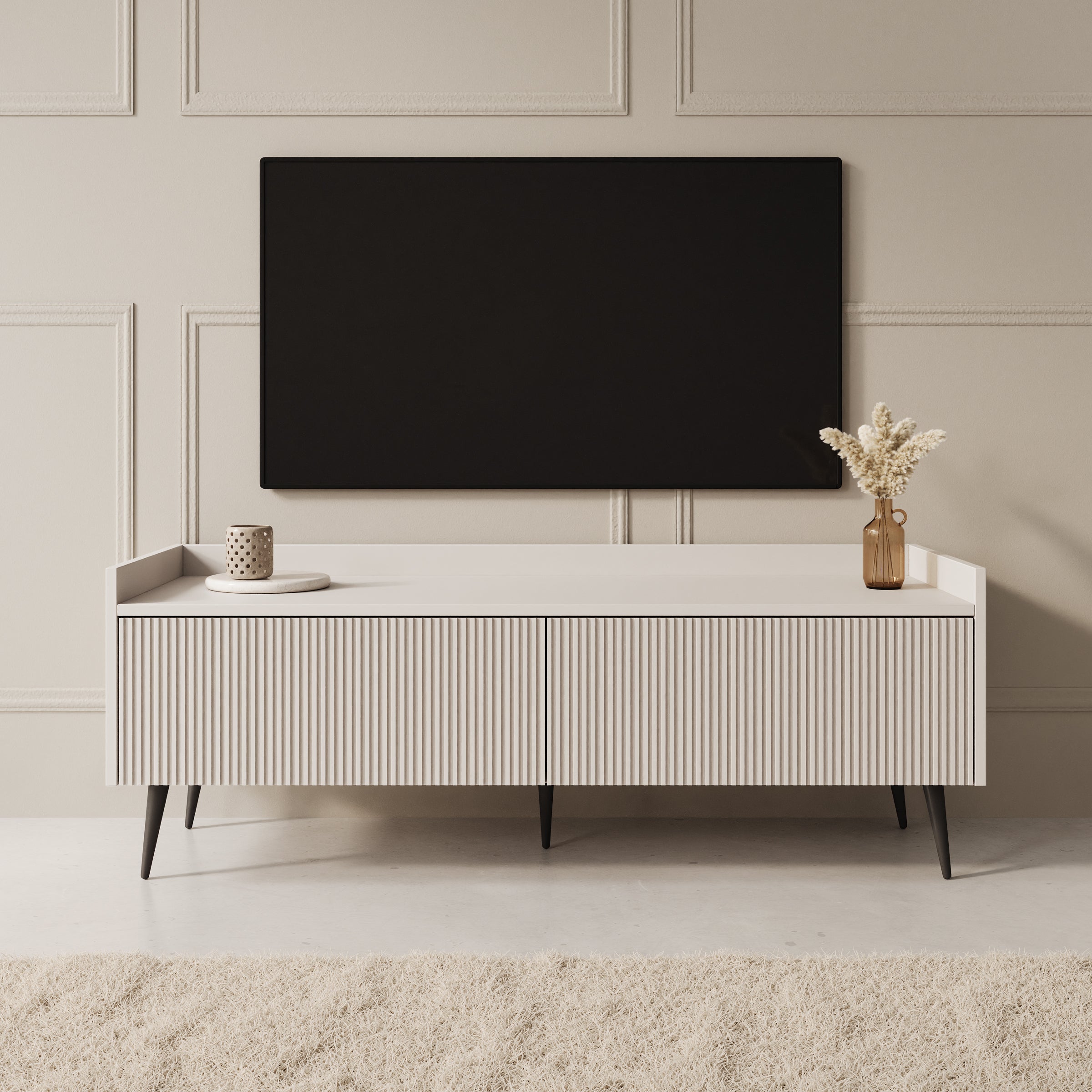 Asty - TV-Meubel - Beige - 121x40x45 cm