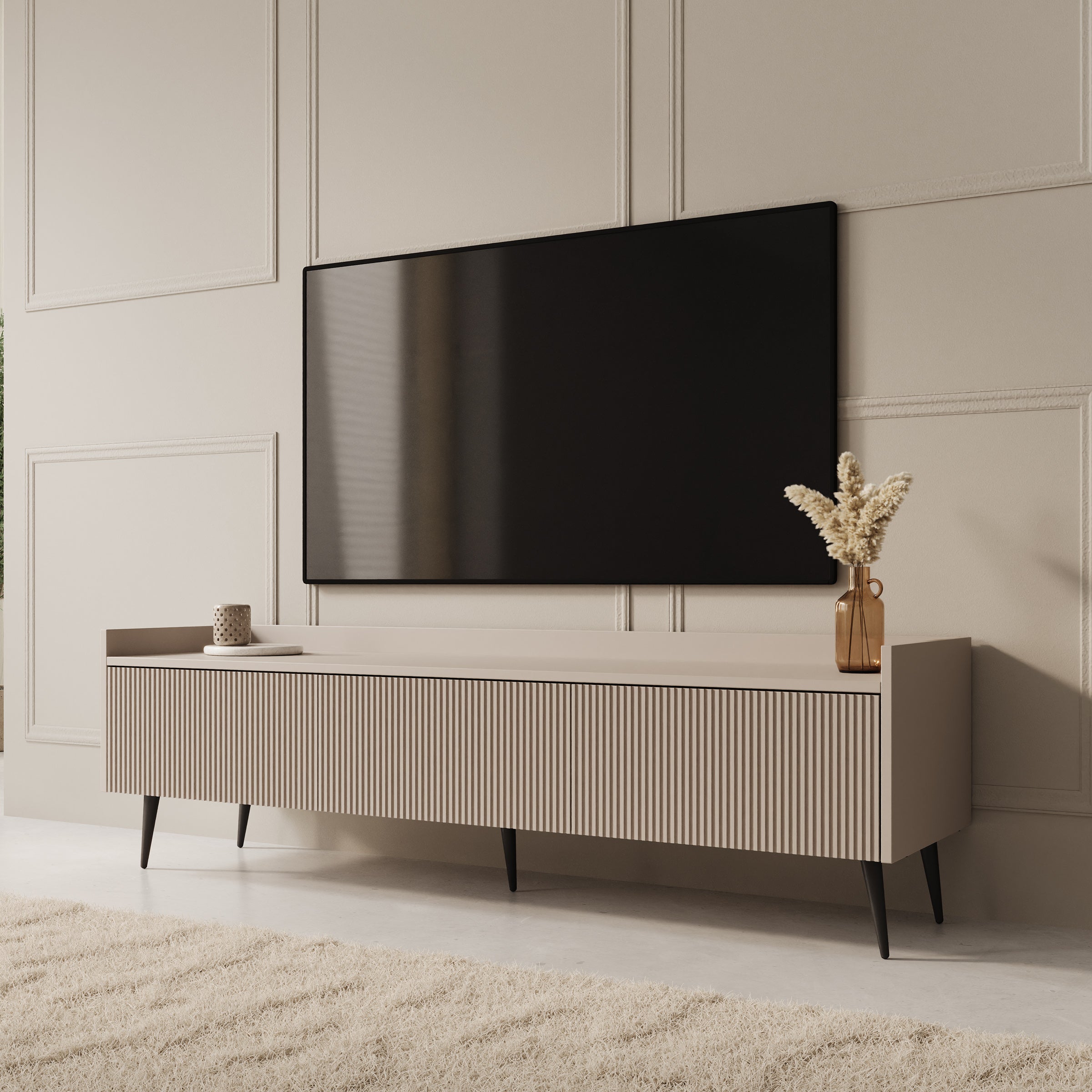 Asty - TV-Meubel - Beige - 150x40x45 cm