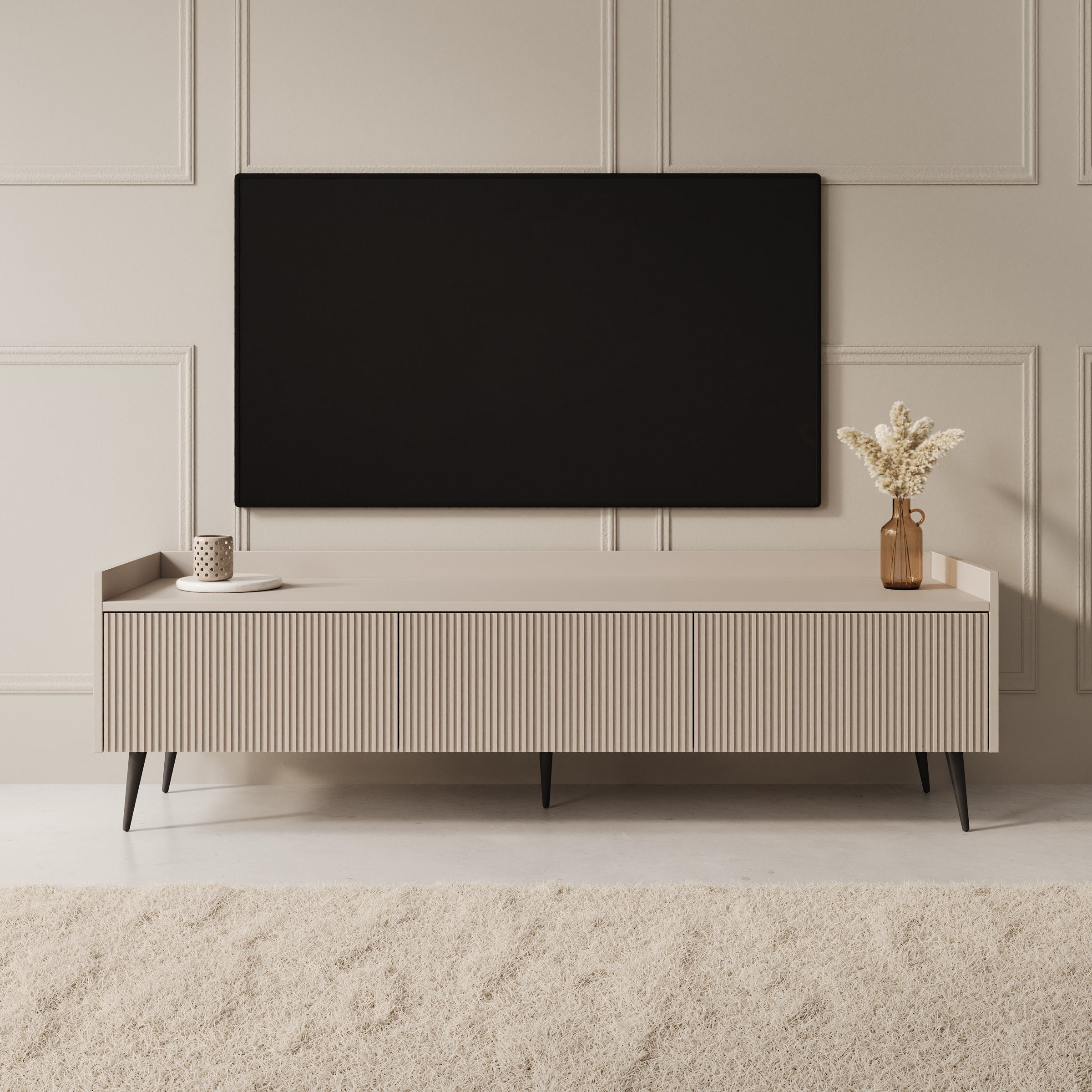 Asty - TV-Meubel - Beige - 150x40x45 cm