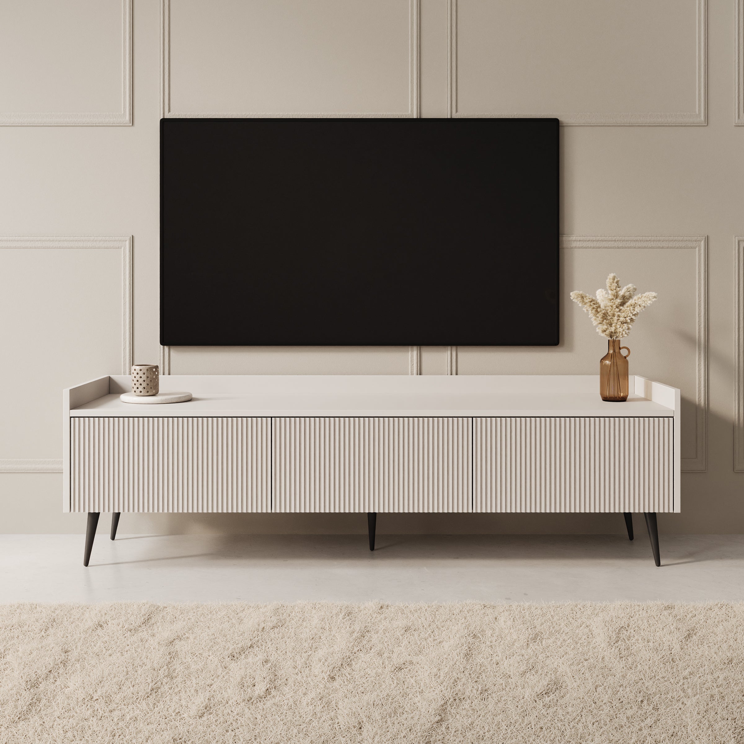 Asty - TV-Meubel - Beige - 150x40x45 cm