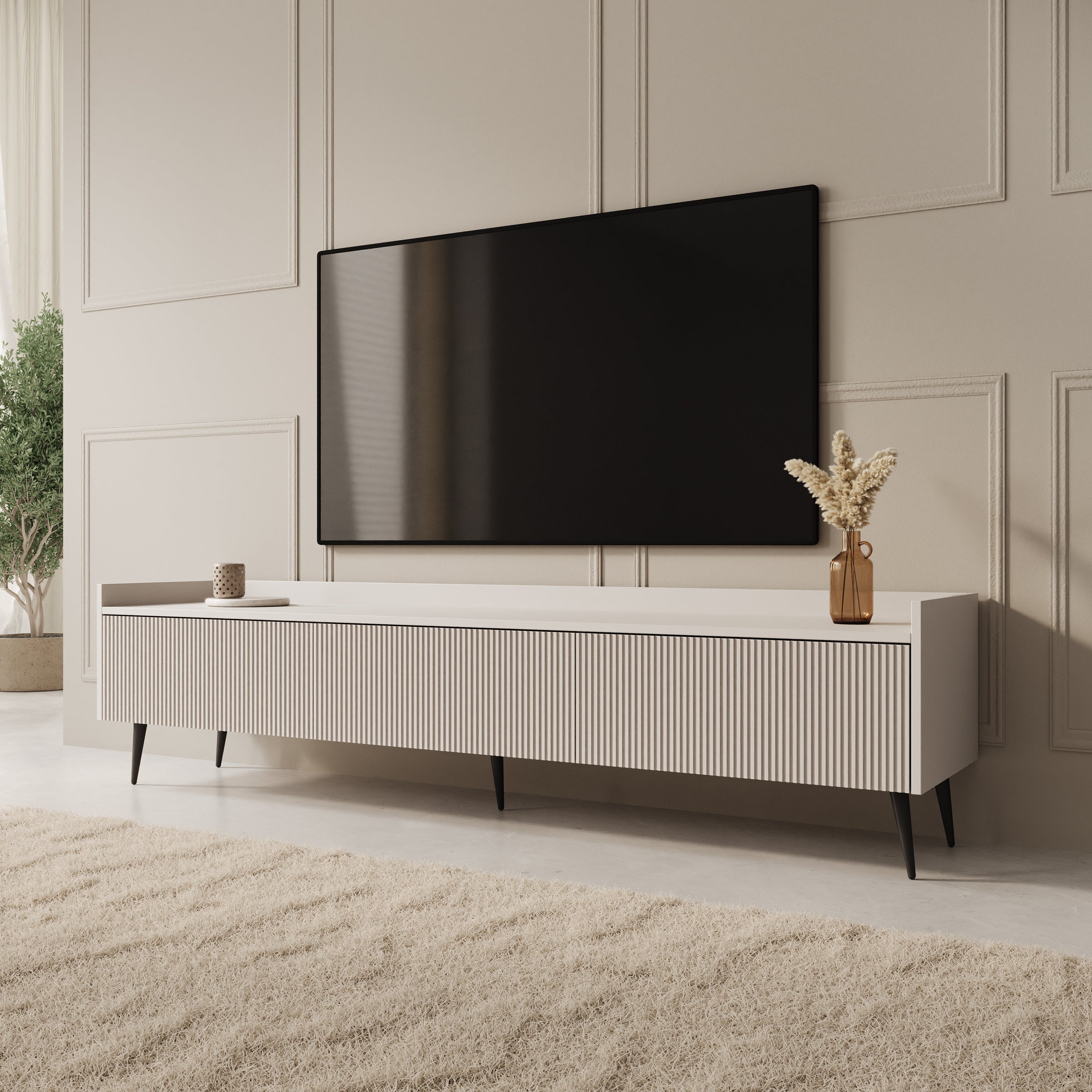 Asty - TV-Meubel - Beige - 180x40x45 cm