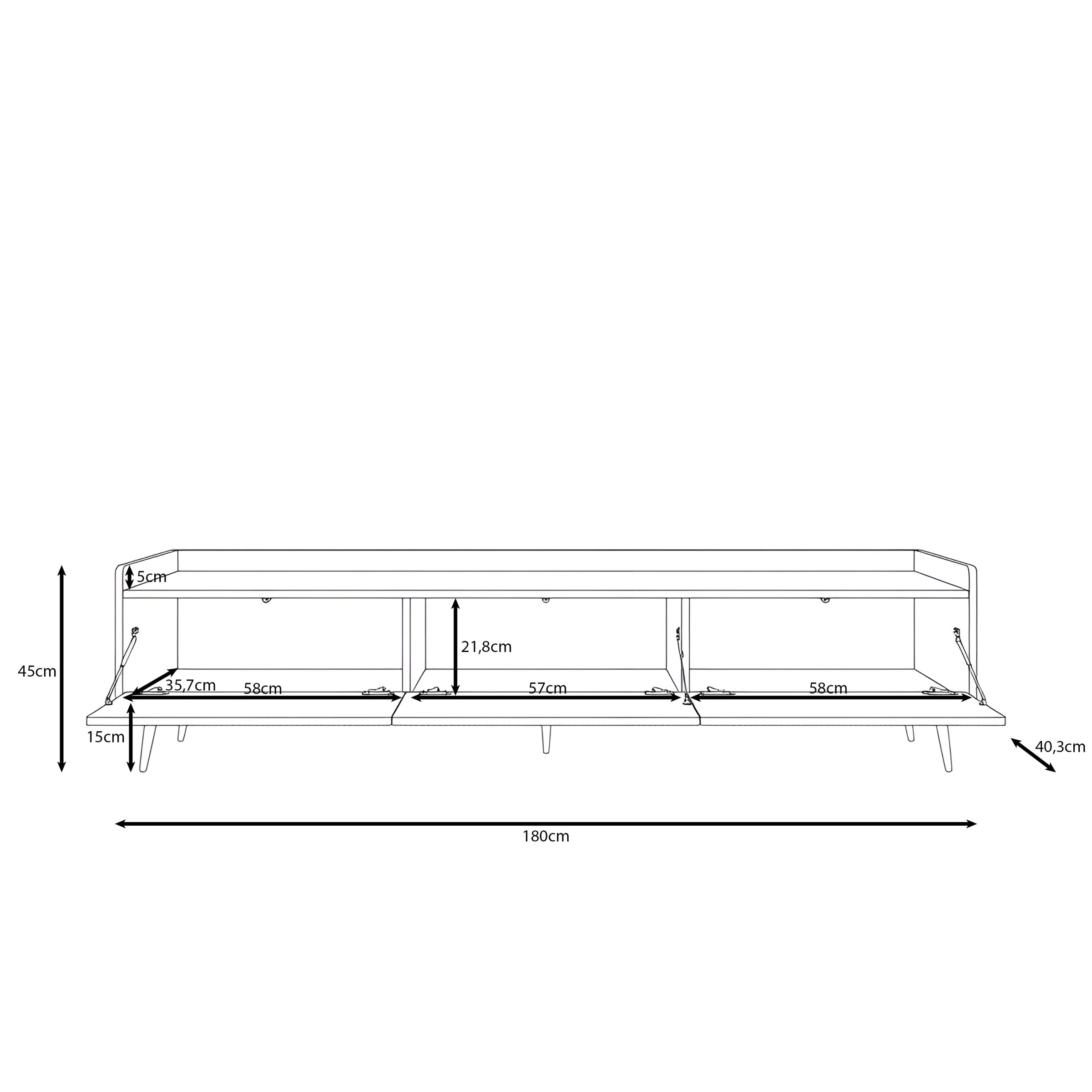 Asty - TV-Meubel - Beige - 180x40x45 cm
