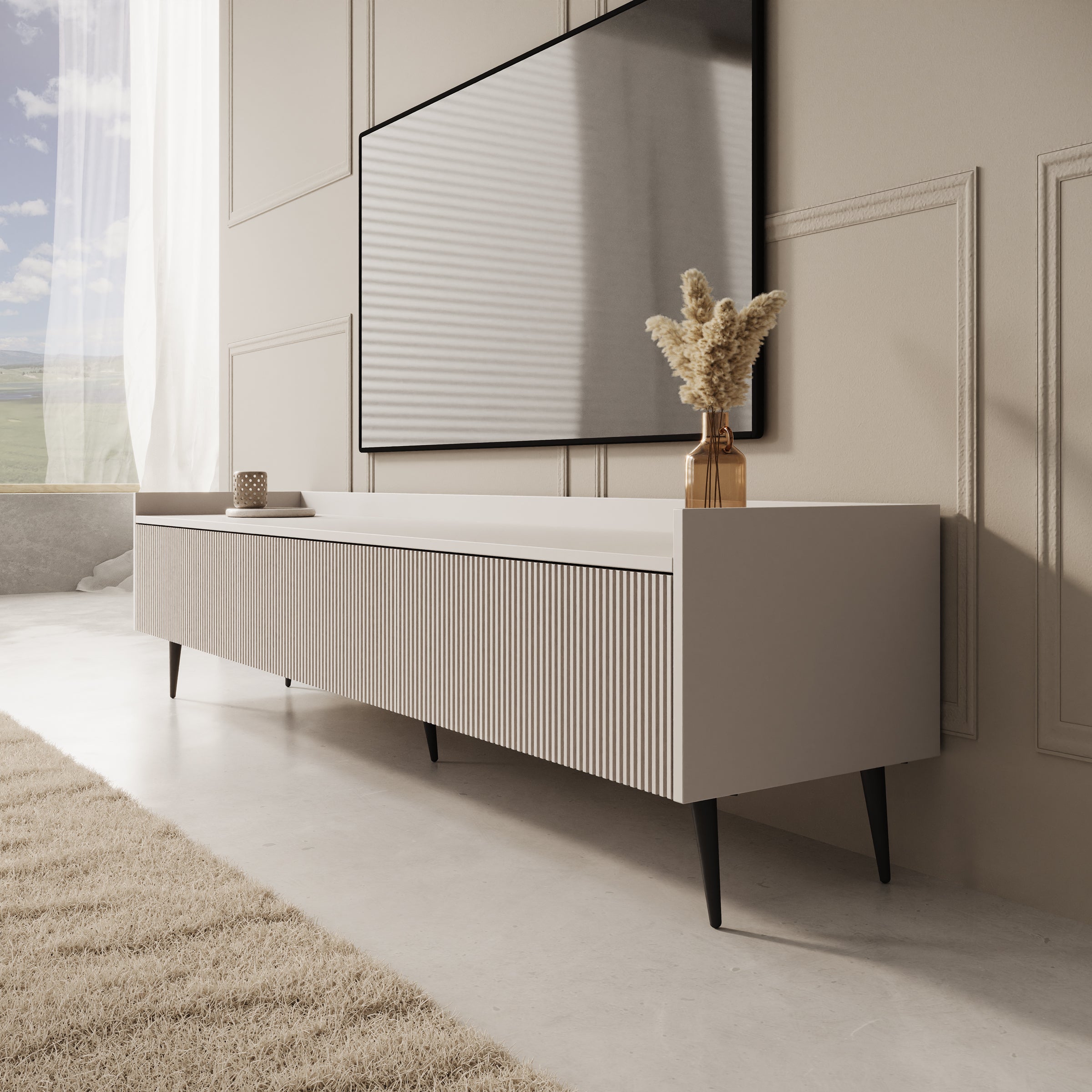 Asty - TV-Meubel - Beige - 180x40x45 cm