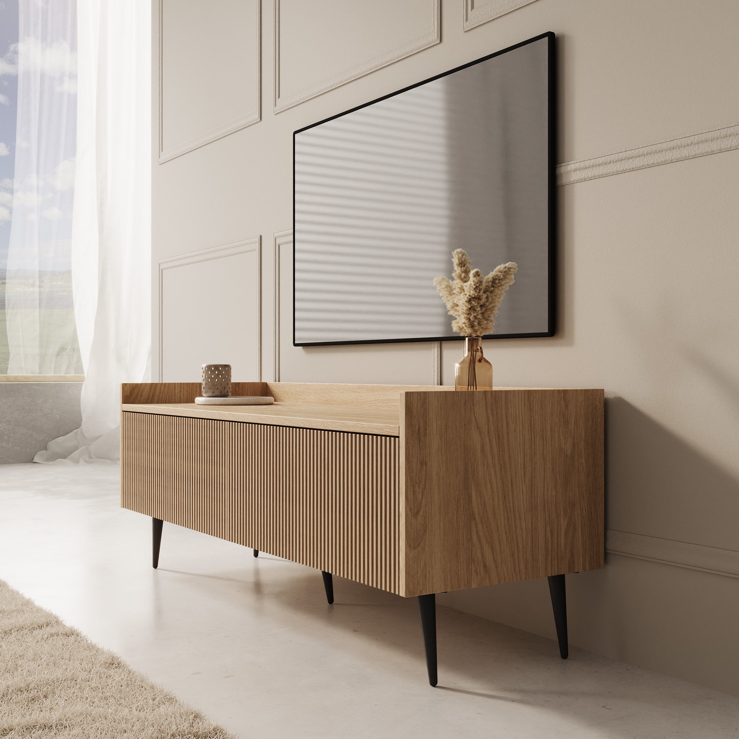Asty - TV-Meubel - Licht eikenpatroon - 121x40x45 cm