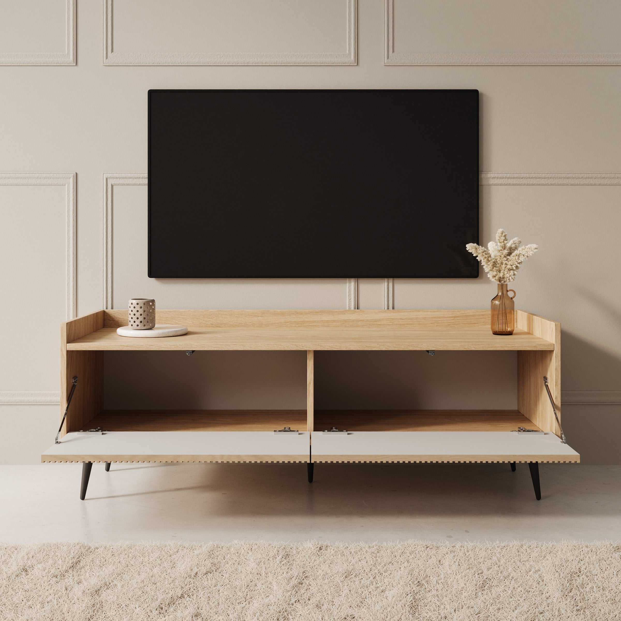 Asty - TV-Meubel - Licht eikenpatroon - 121x40x45 cm
