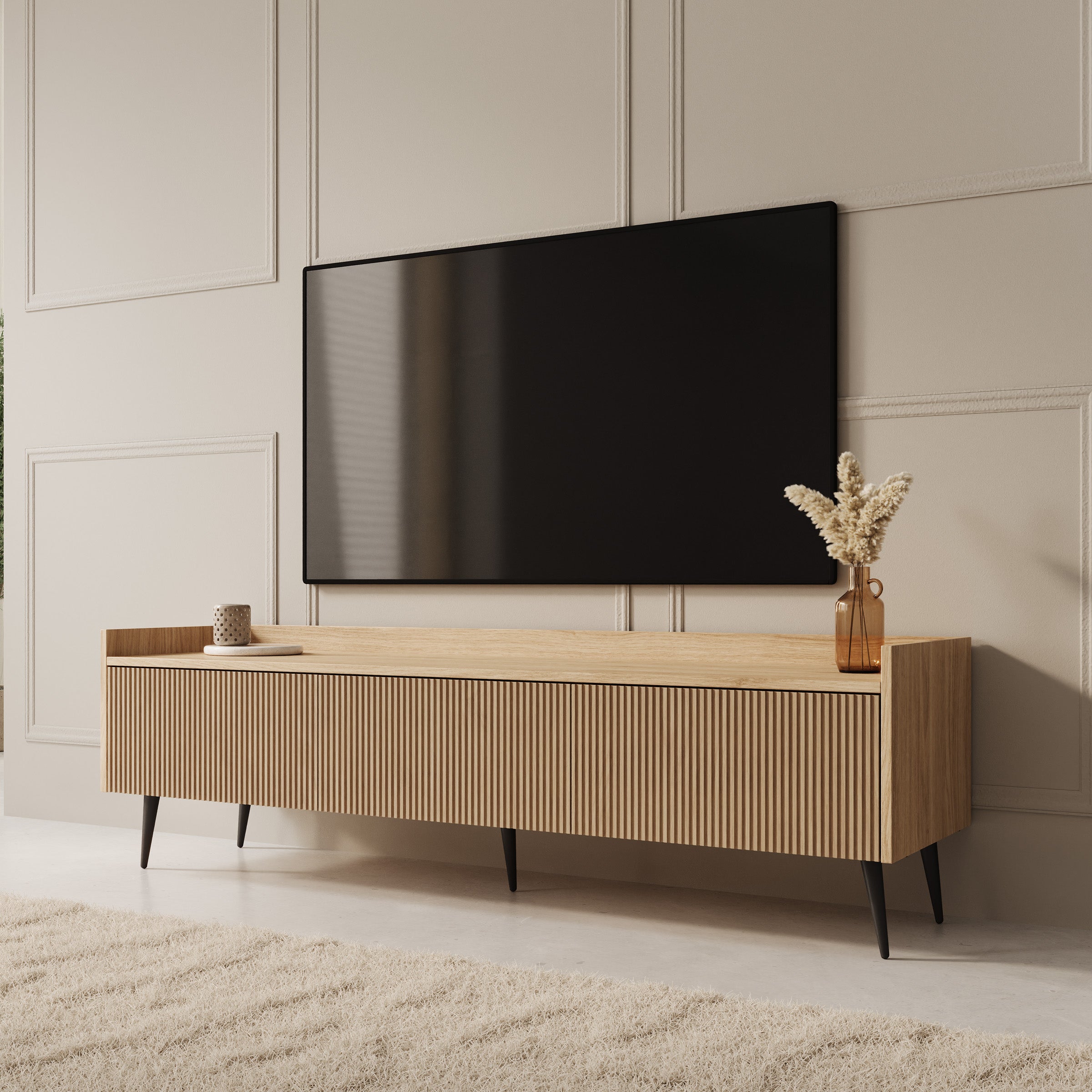 Asty - TV-Meubel - Licht eikenpatroon - 150x40x45 cm