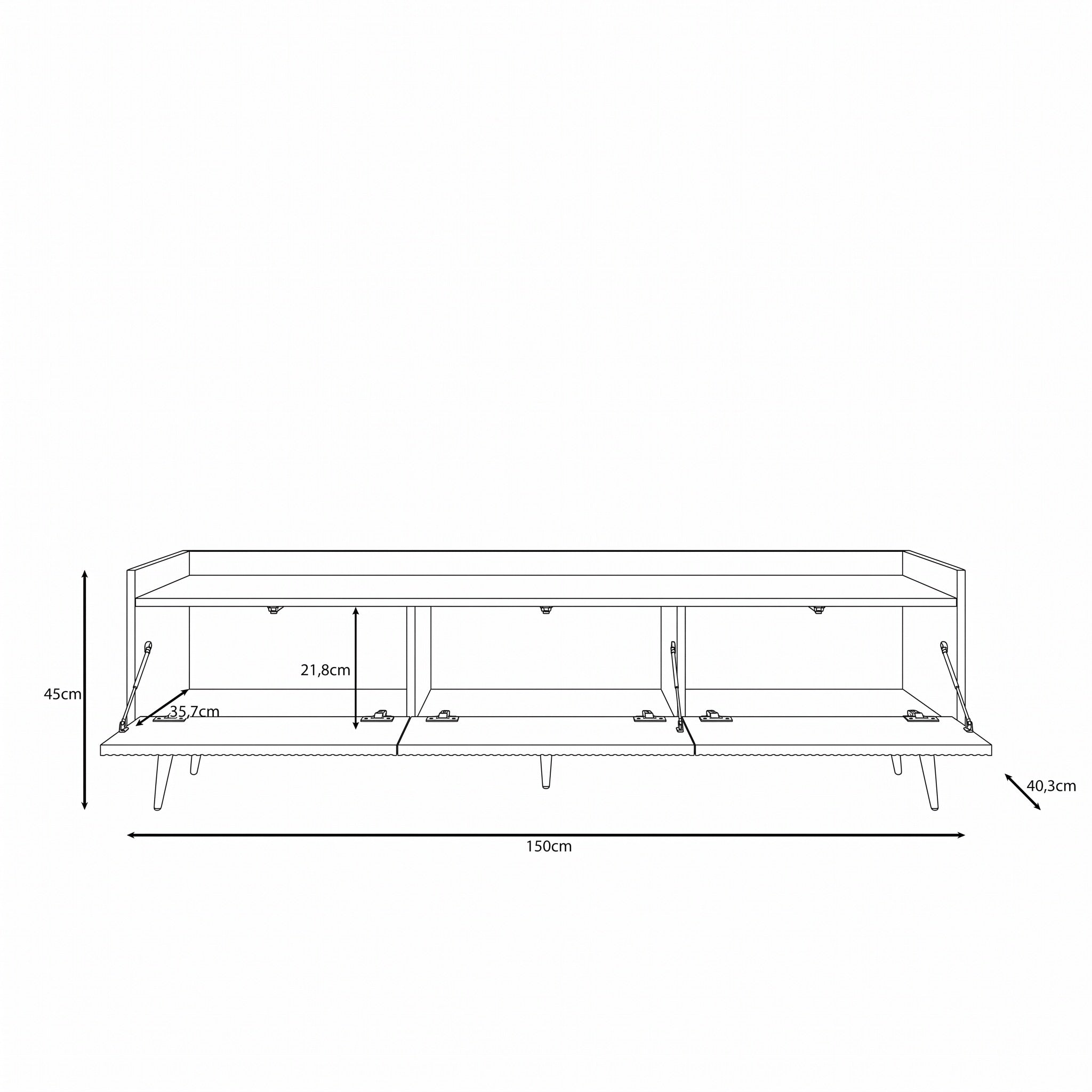Asty - TV-Meubel - Licht eikenpatroon - 150x40x45 cm