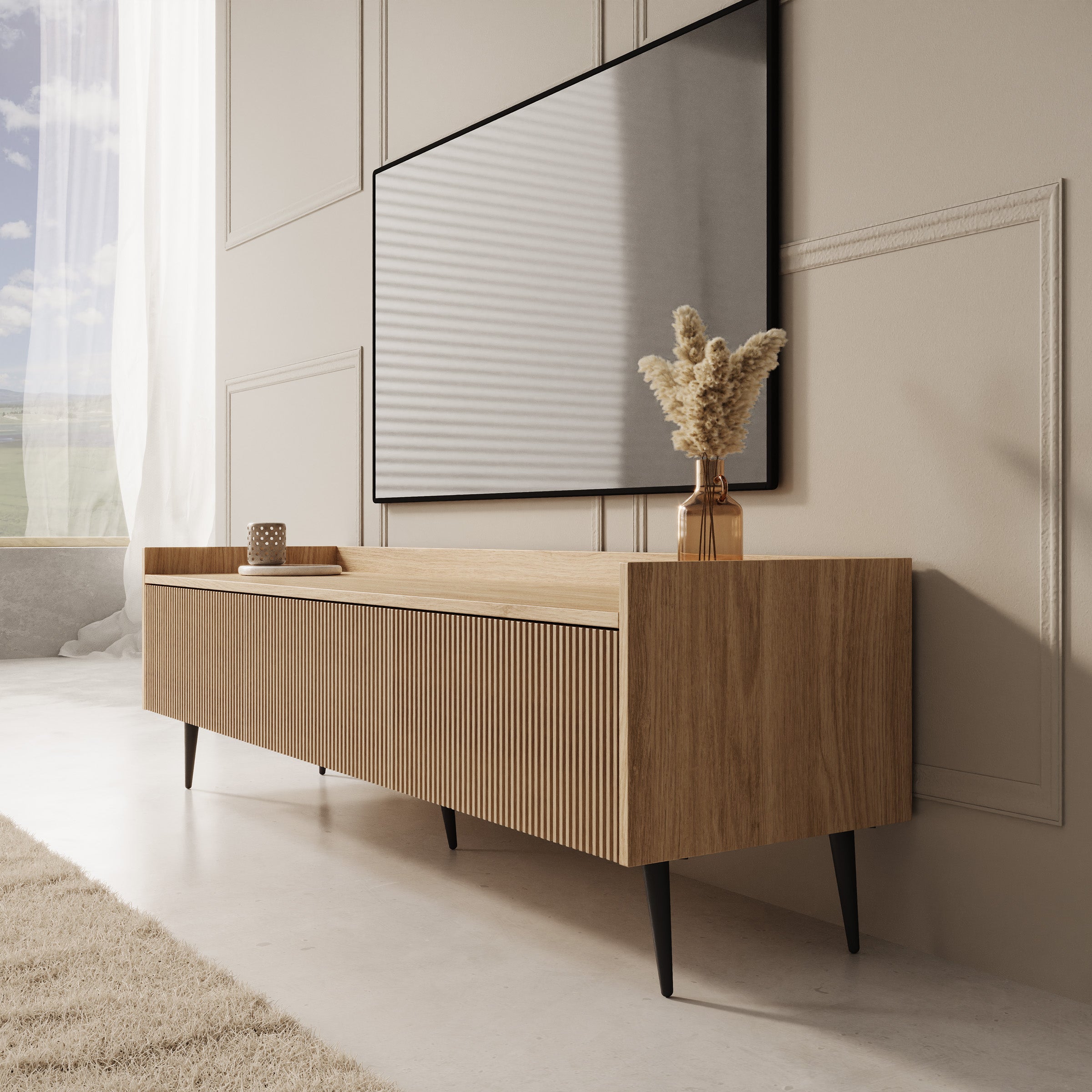 Asty - TV-Meubel - Licht eikenpatroon - 150x40x45 cm