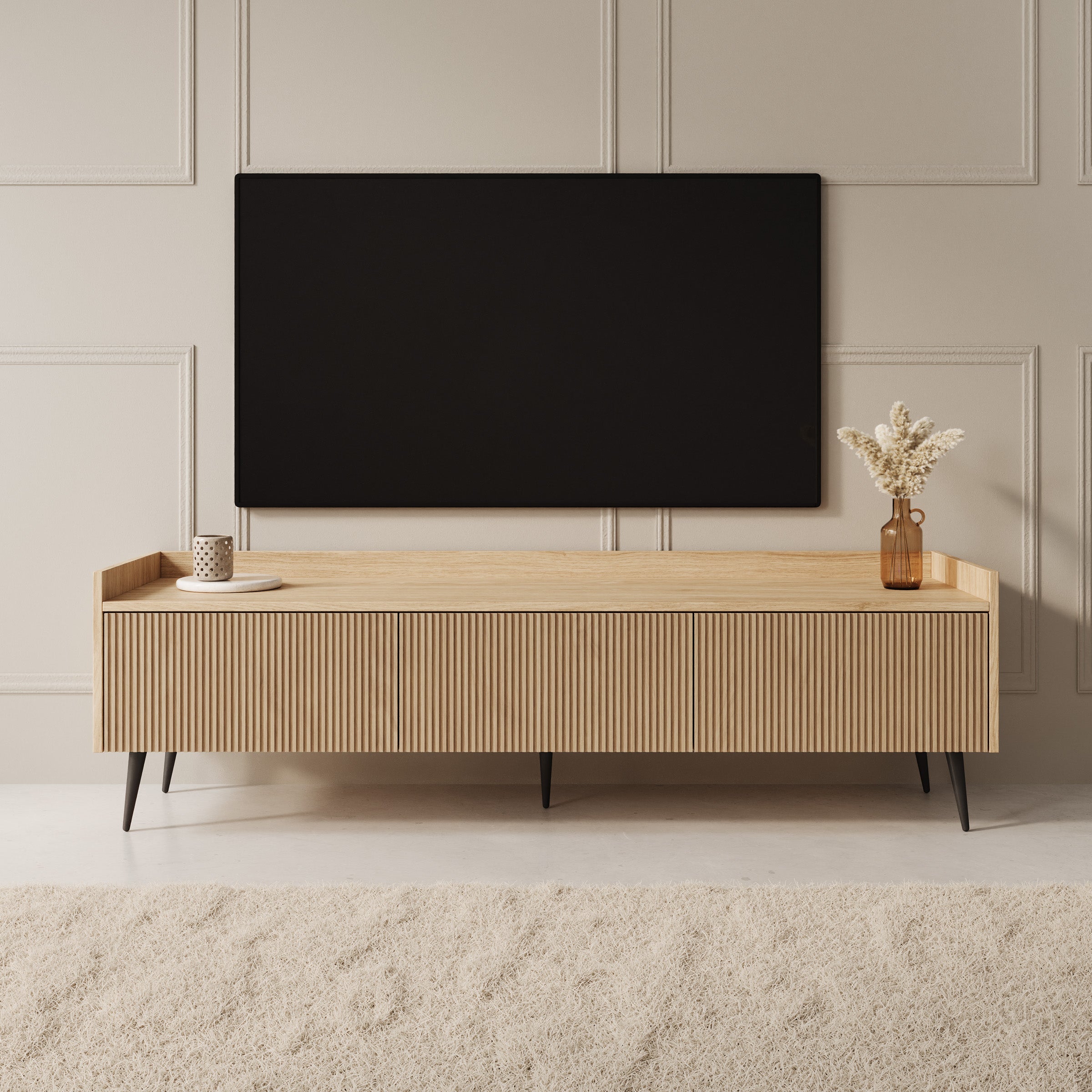 Asty - TV-Meubel - Licht eikenpatroon - 150x40x45 cm