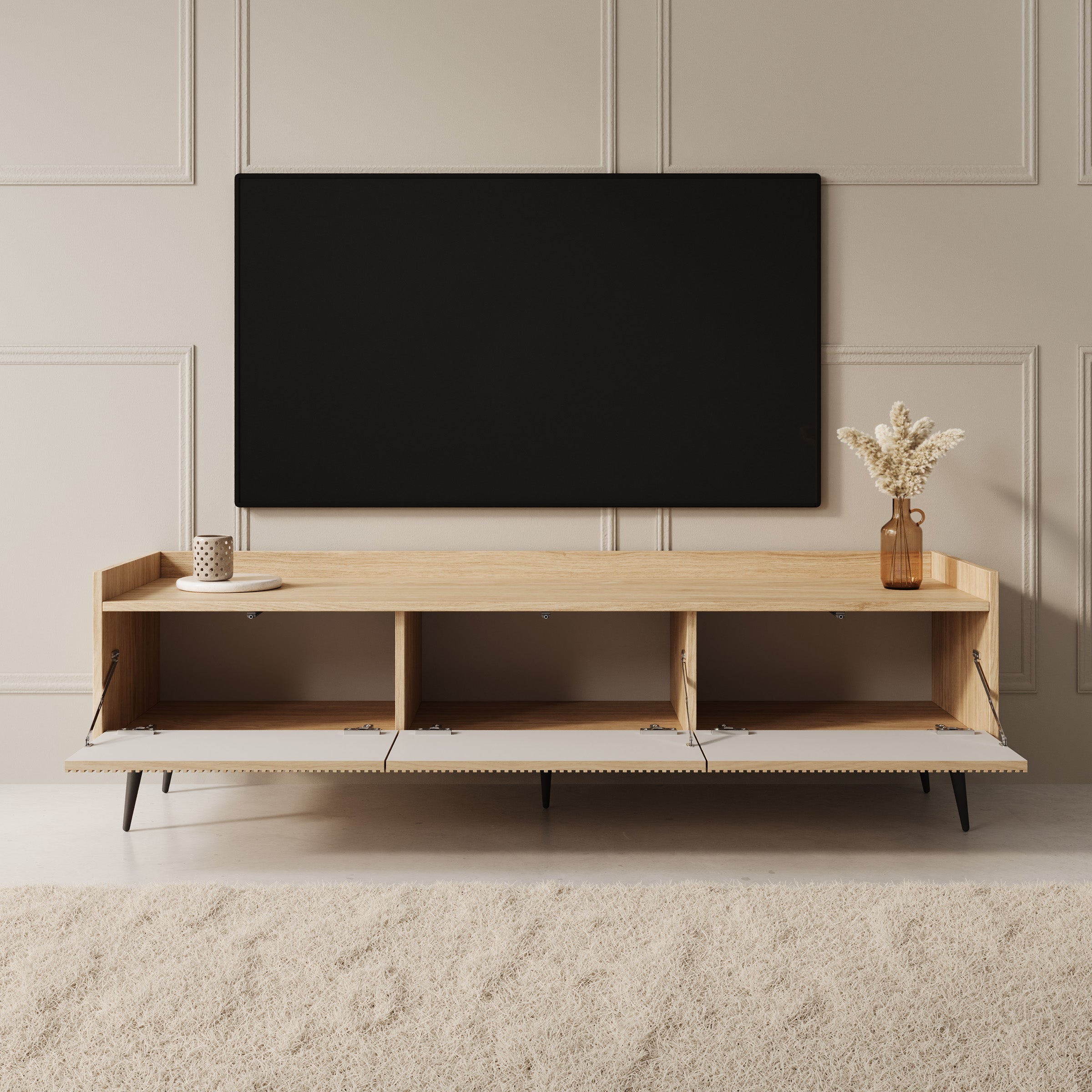 Asty - TV-Meubel - Licht eikenpatroon - 150x40x45 cm