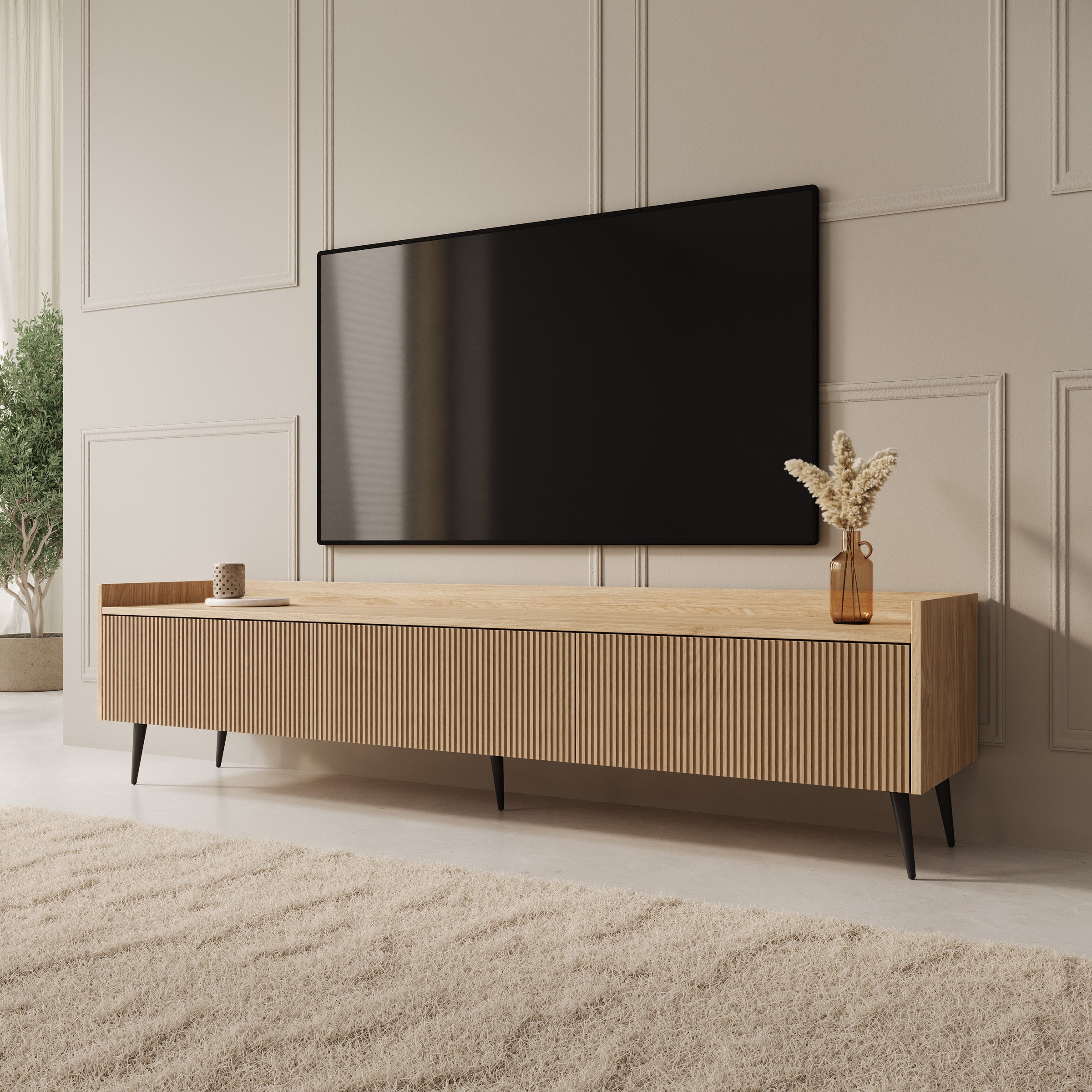 Asty - TV-Meubel - Licht eikenpatroon - 180x40x45 cm