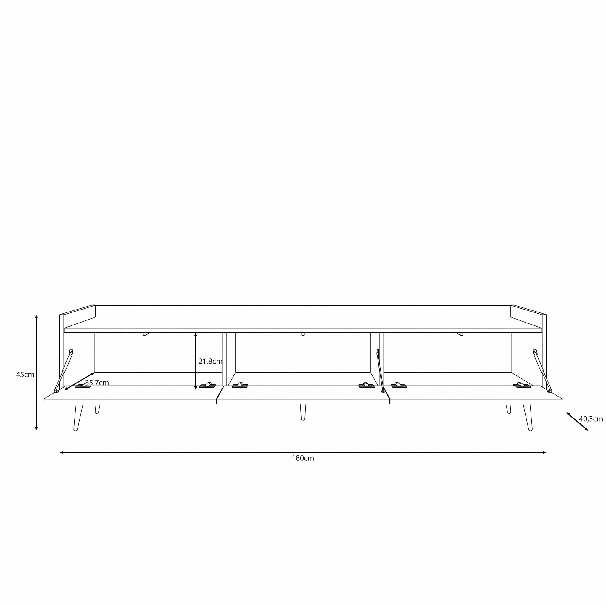 Asty - TV-Meubel - Donker eiken - 180x40x45 cm