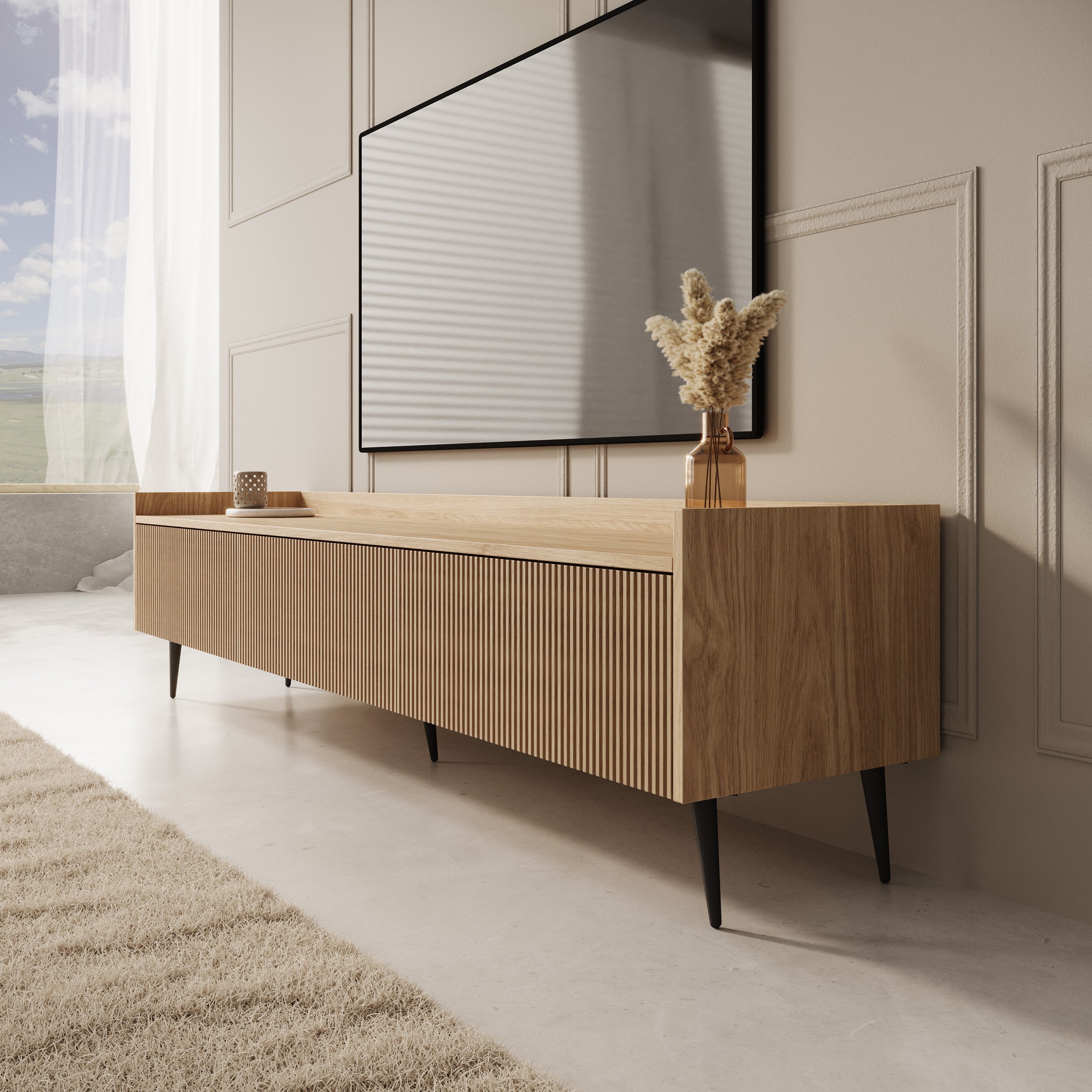 Asty - TV-Meubel - Licht eikenpatroon - 180x40x45 cm