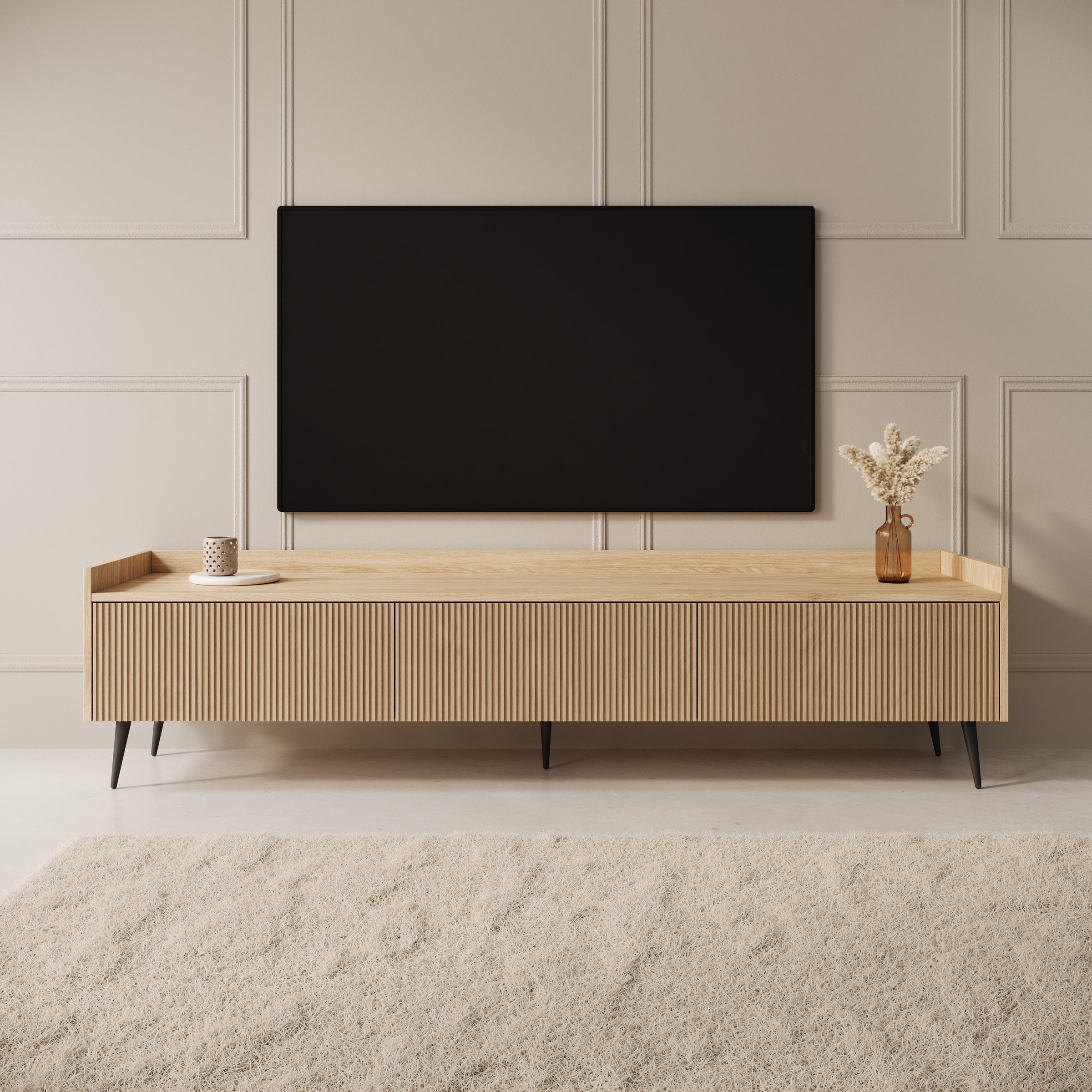 Asty - TV-Meubel - Licht eikenpatroon - 180x40x45 cm