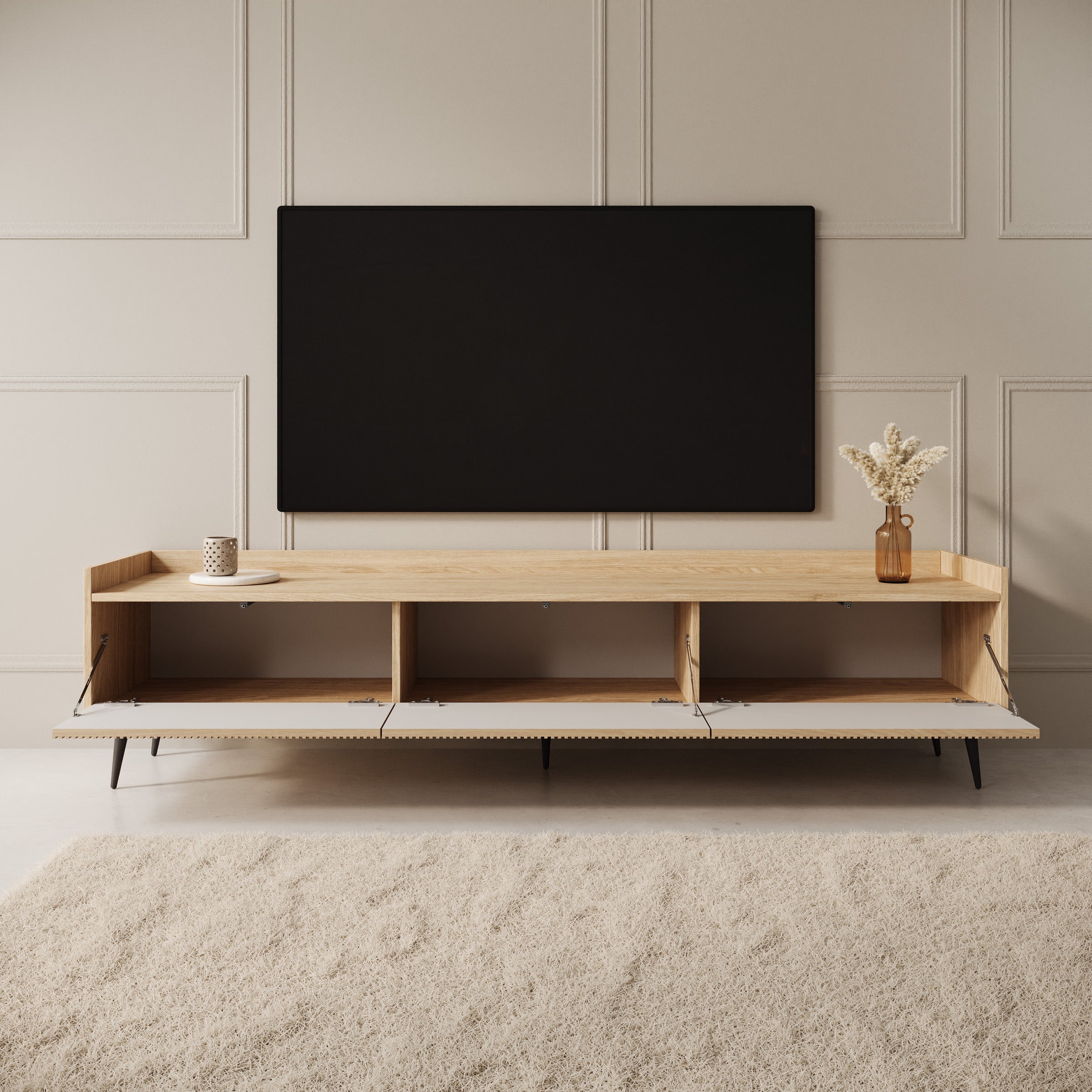 Asty - TV-Meubel - Licht eikenpatroon - 180x40x45 cm