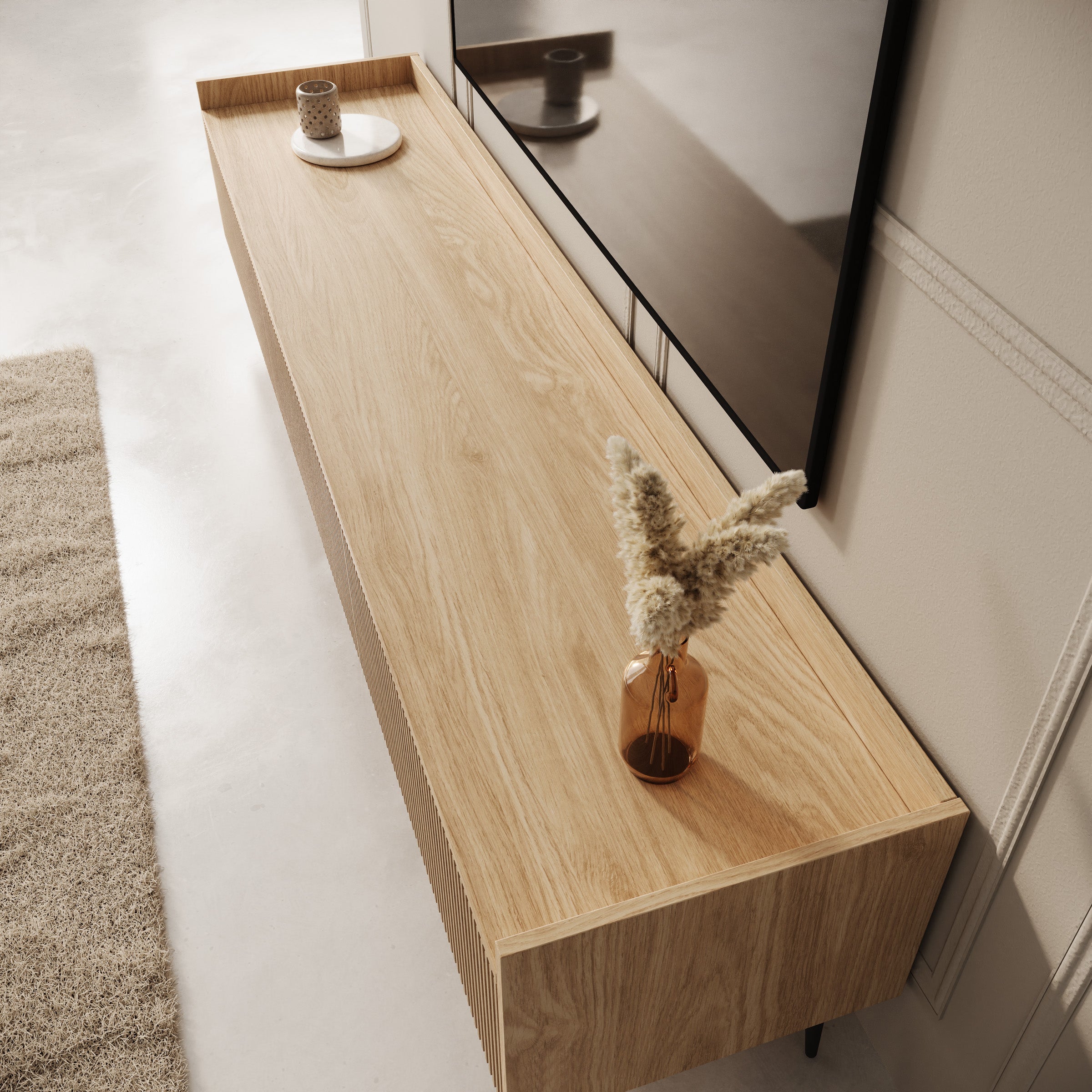 Asty - TV-Meubel - Licht eikenpatroon - 180x40x45 cm