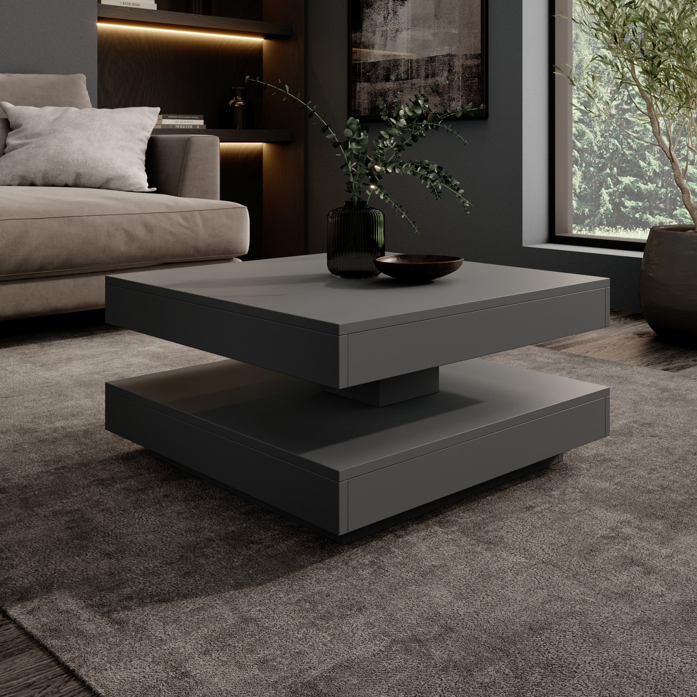 Atwood - Salontafel - Antraciet - 67x67x35 cm