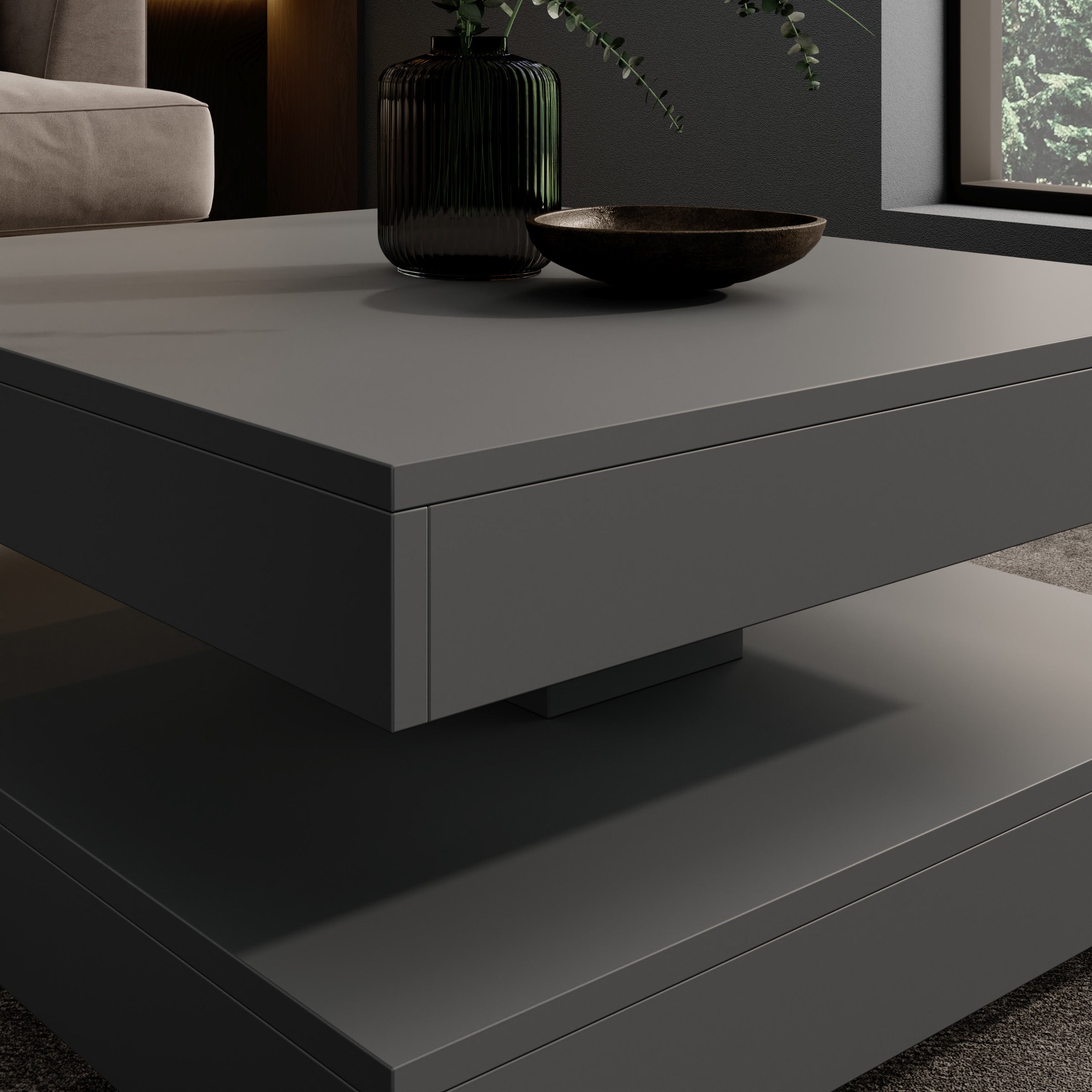 Atwood - Salontafel - Antraciet - 67x67x35 cm