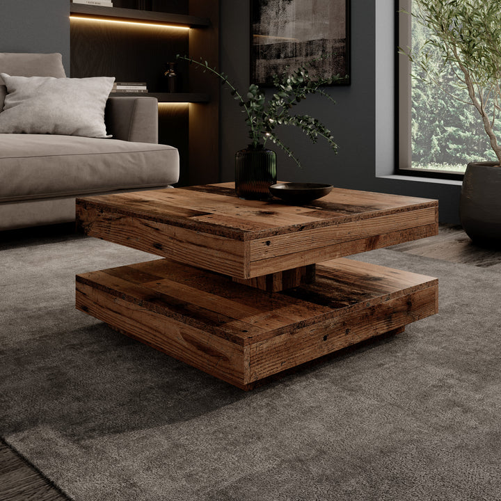 Atwood - Salontafel - Donker eikenpatroon - 67x67x35 cm
