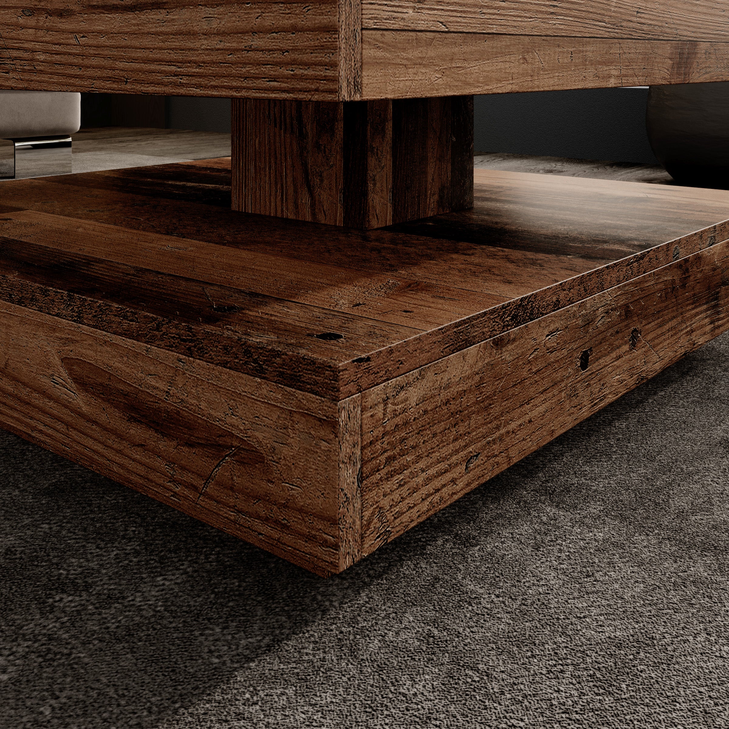 Atwood - Salontafel - Donker eikenpatroon - 67x67x35 cm